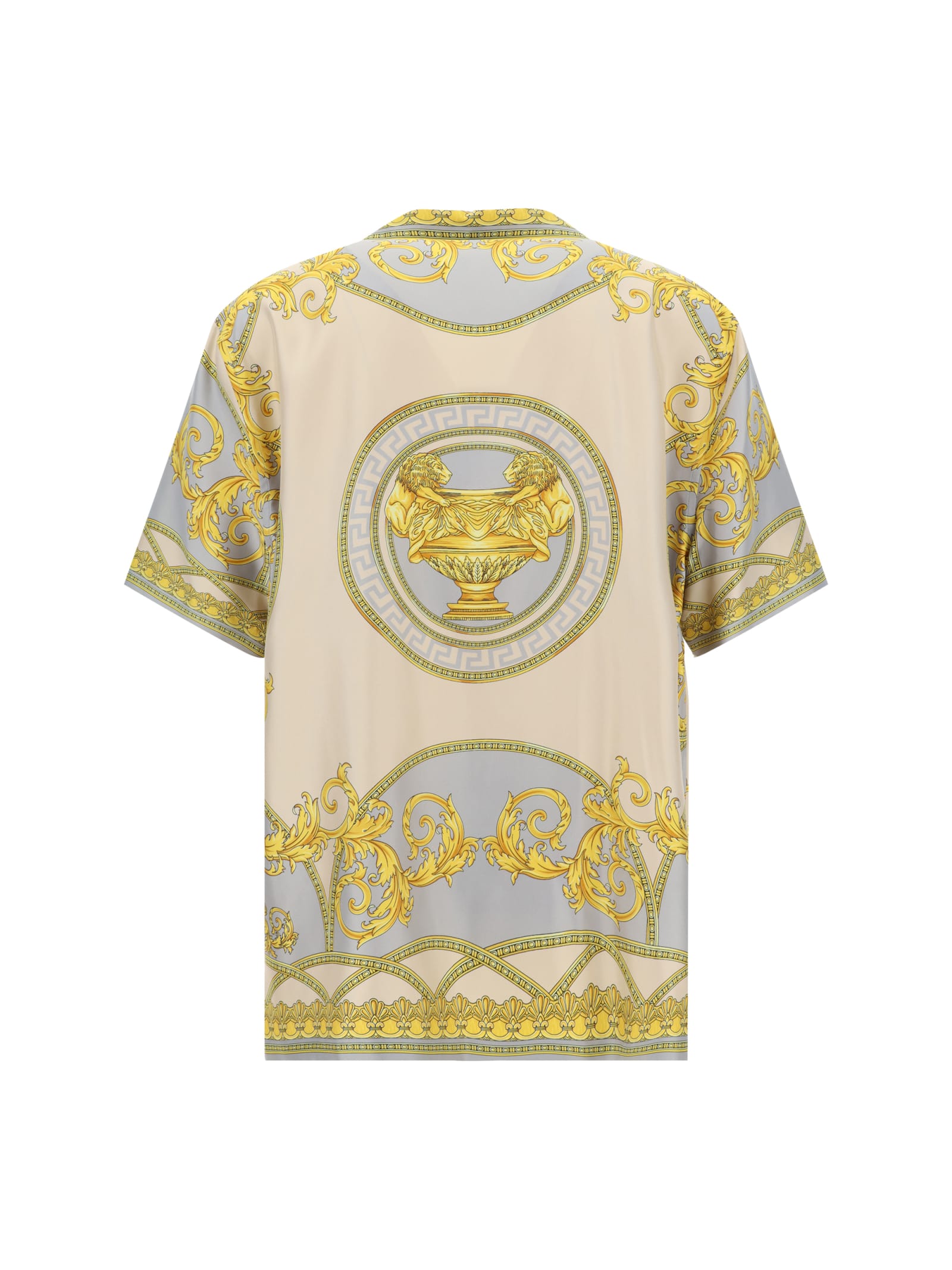 Shop Versace Informal Shirt In Concrete+mid Bone+gold