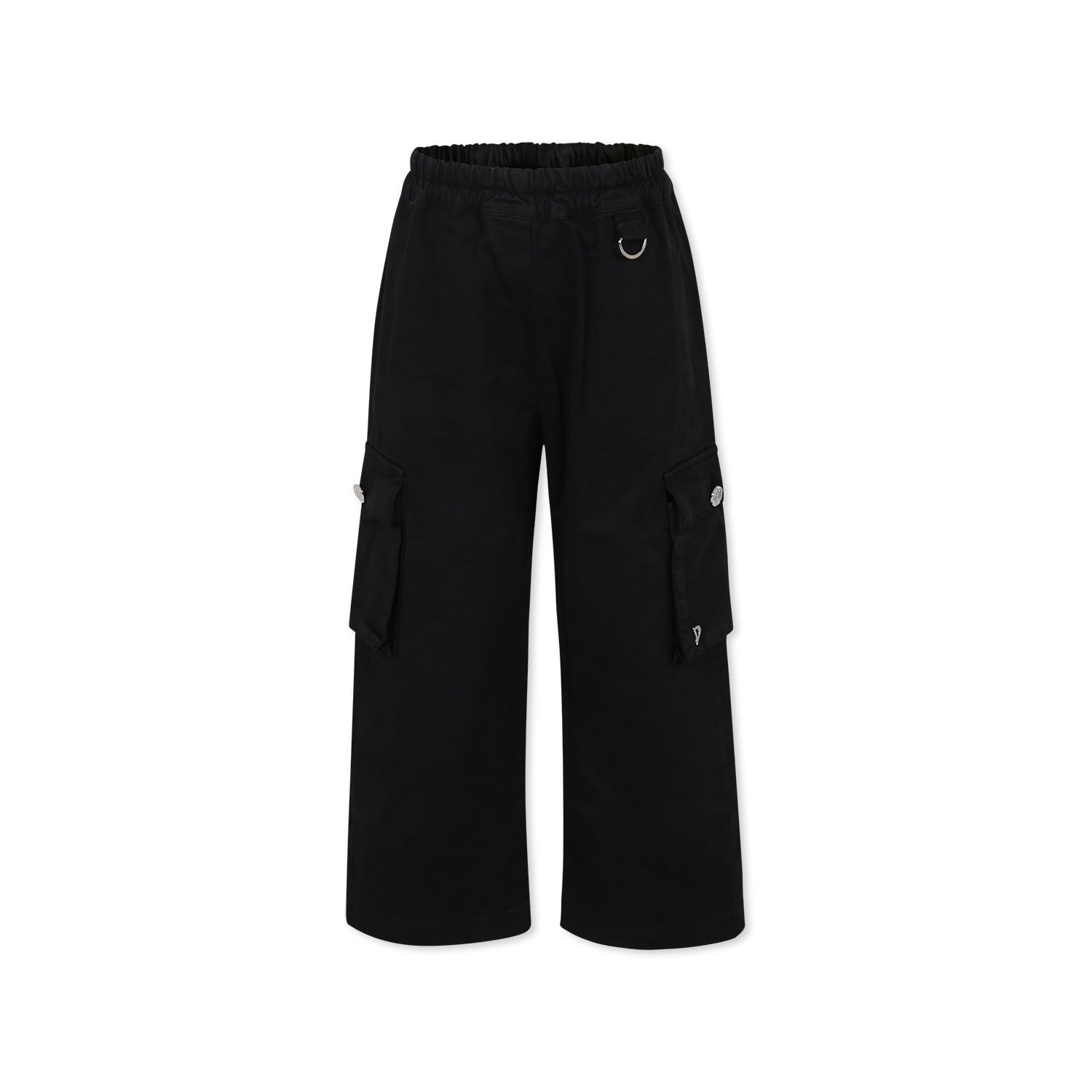 Dondup Black Trousers For Girl With Logo In Black