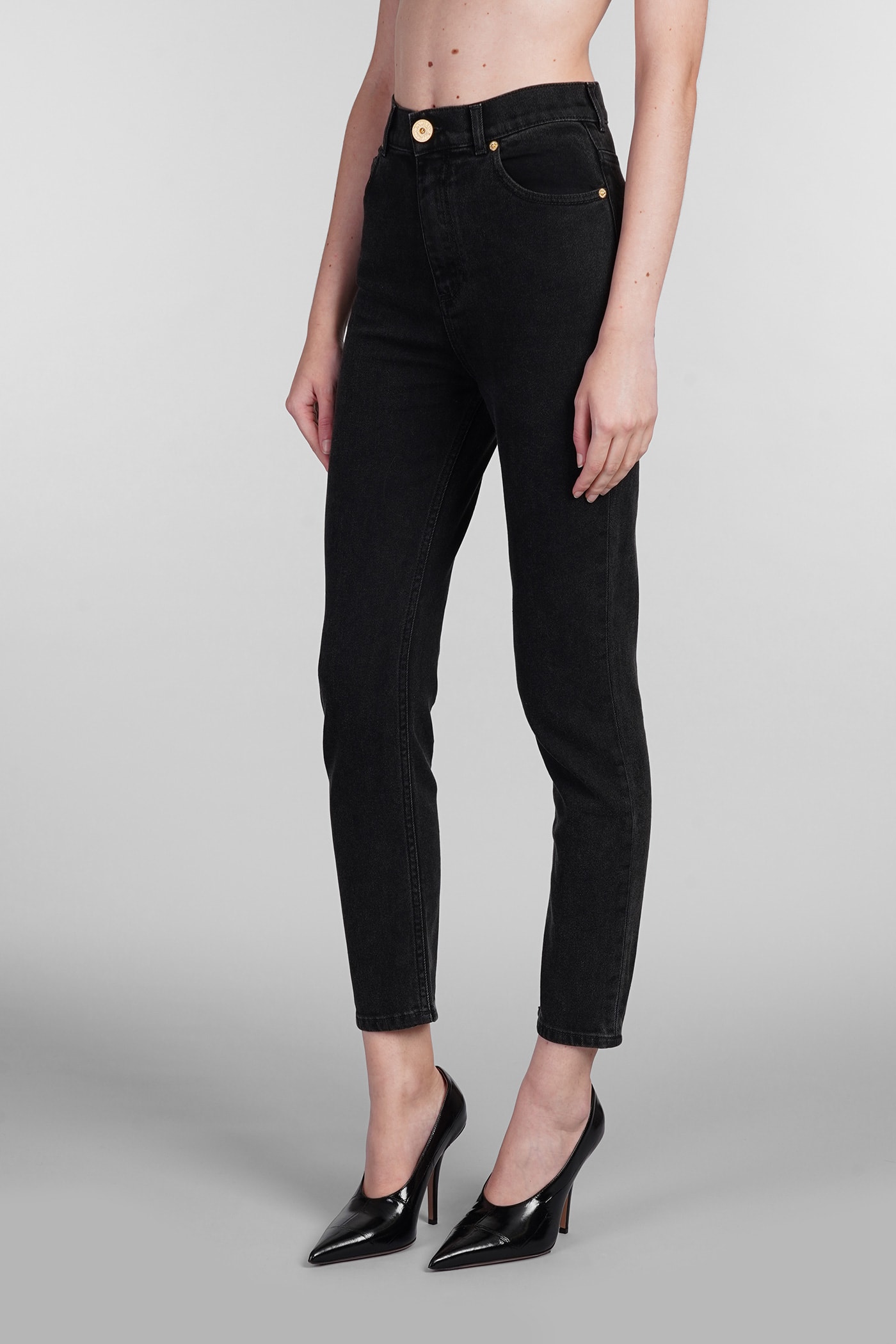 Shop Balmain Jeans In Black Cotton