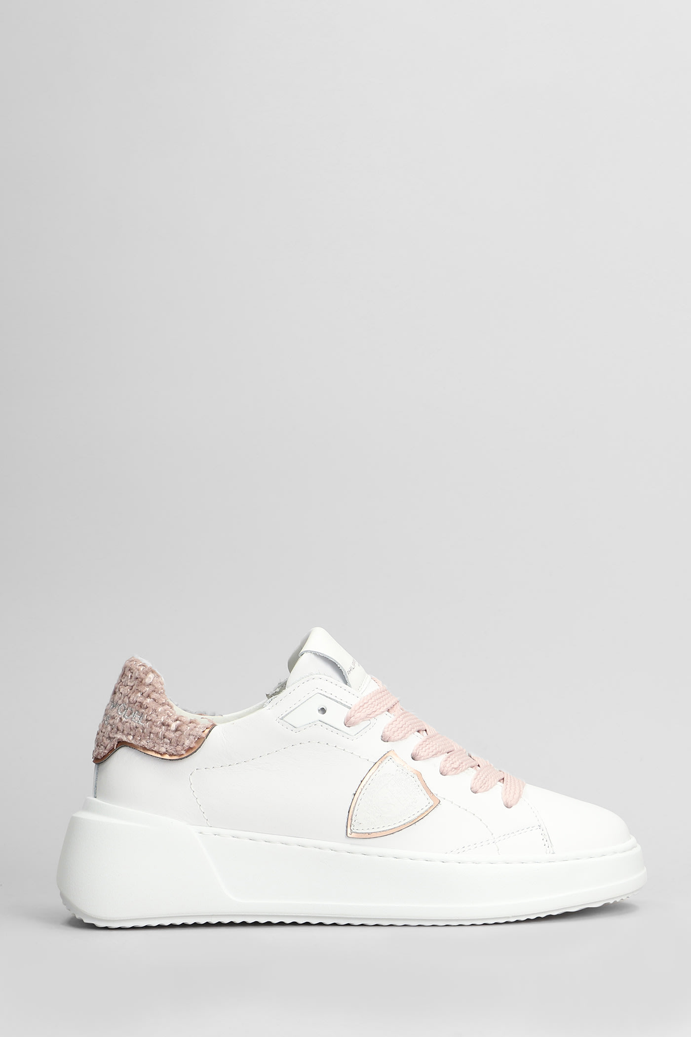 Shop Philippe Model Tres Temple Low Sneakers In White Leather