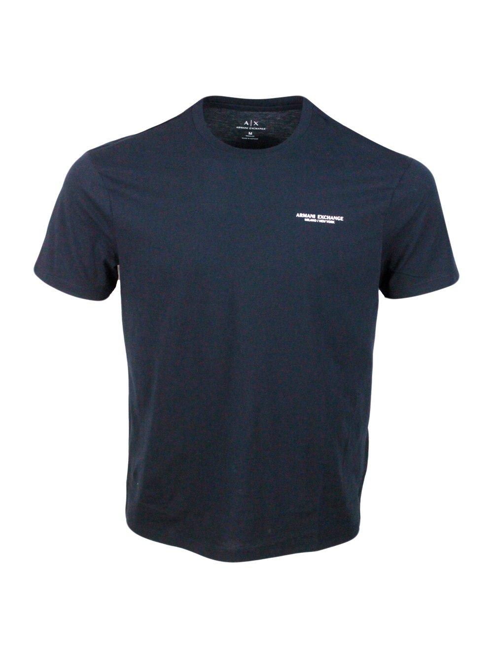 Shop Armani Collezioni Logo-printed Crewneck T-shirt In Blue