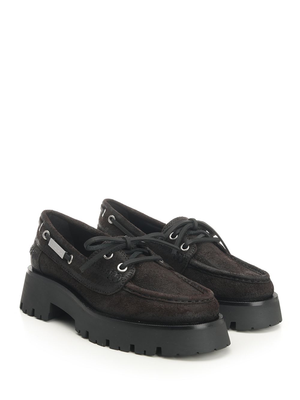 Alexander Wang Carson 50 Waxed Suede Boat Shoes In Brown