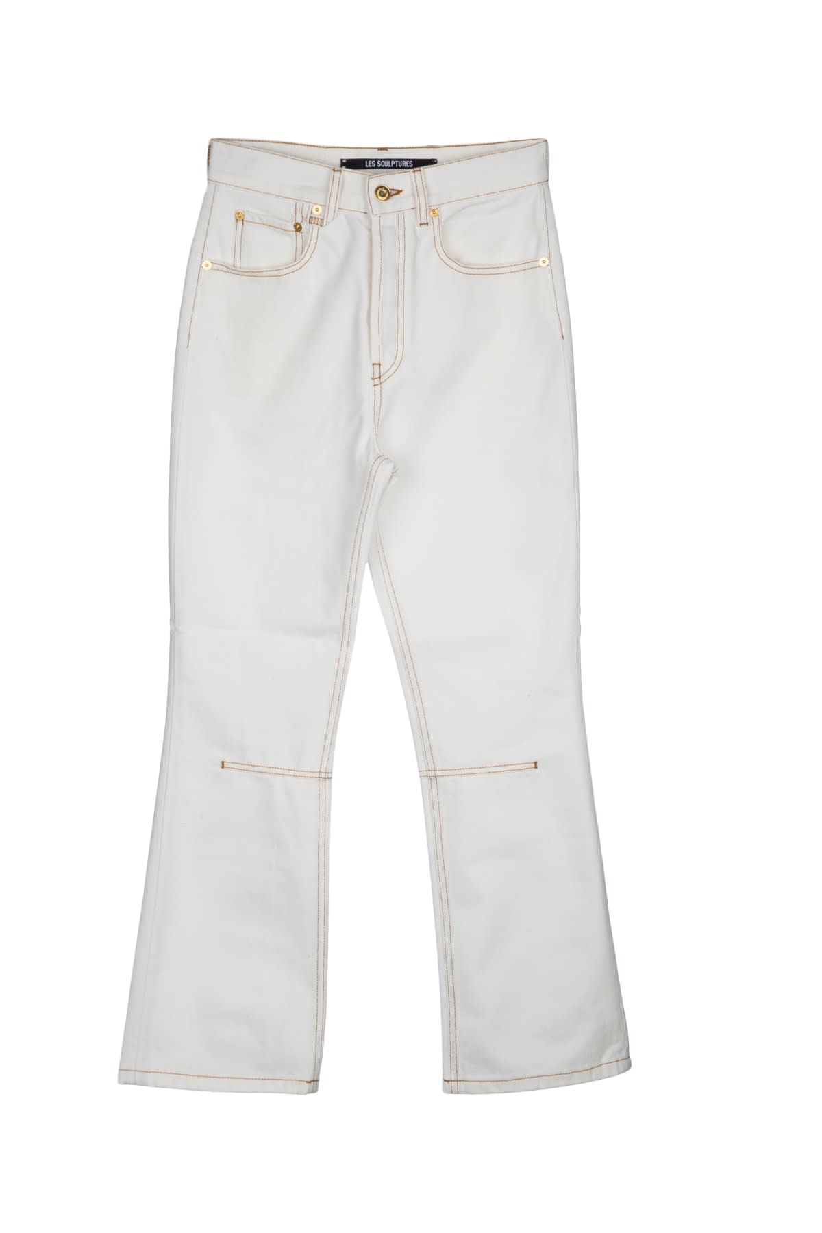 Shop Jacquemus Jeans In Offwhitetabac