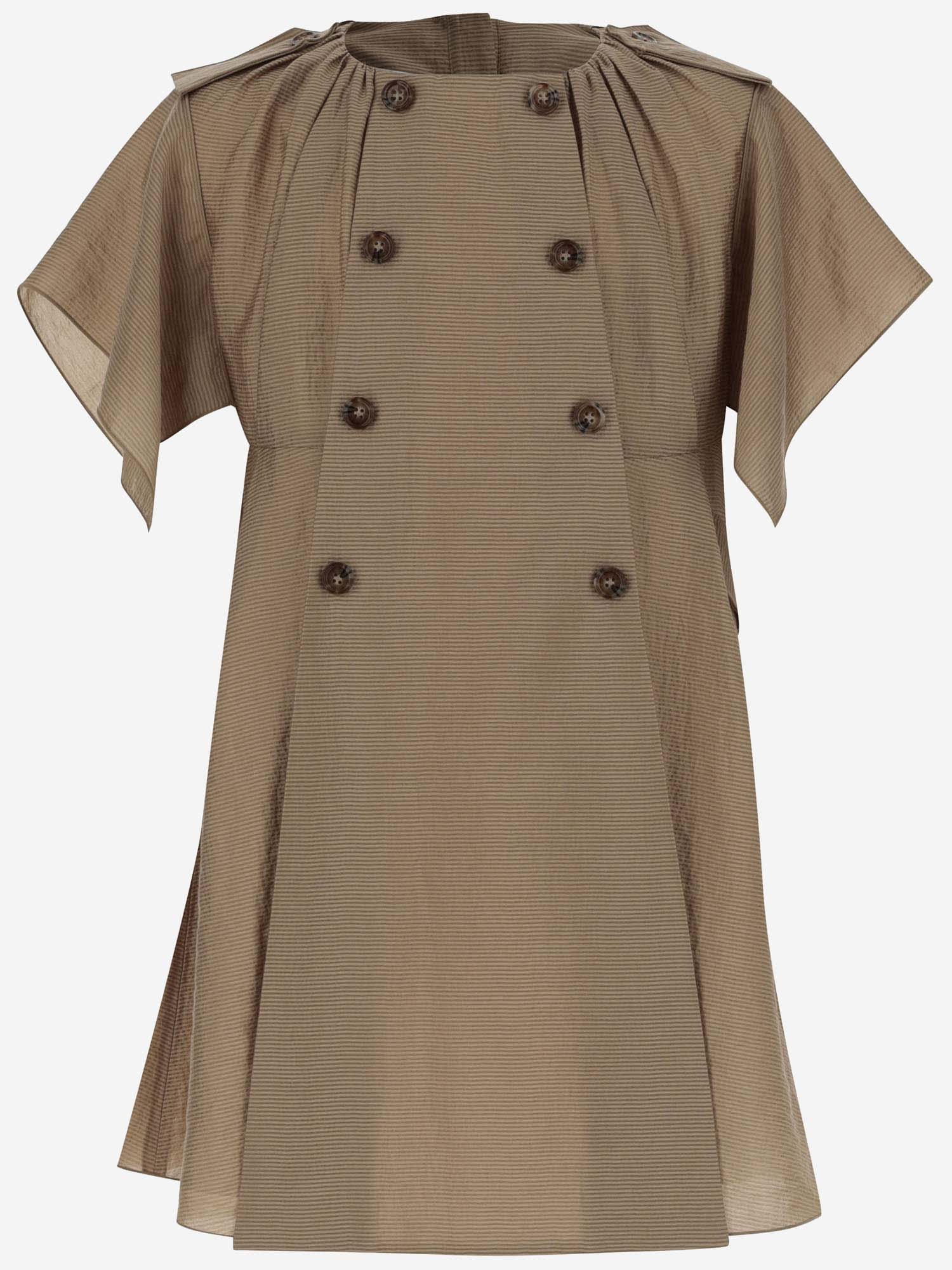 Burberry Kids' Crepe Trench Dress In Beige
