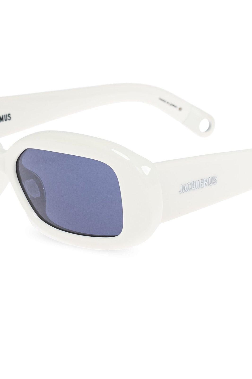 Shop Jacquemus Geometrical Frame Sunglasses In Rond Carre White Matt Wh