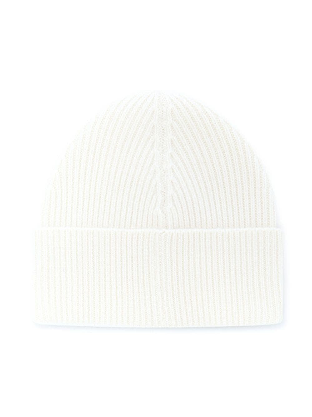 Shop Palm Angels White Ribbed Hat With Logo
