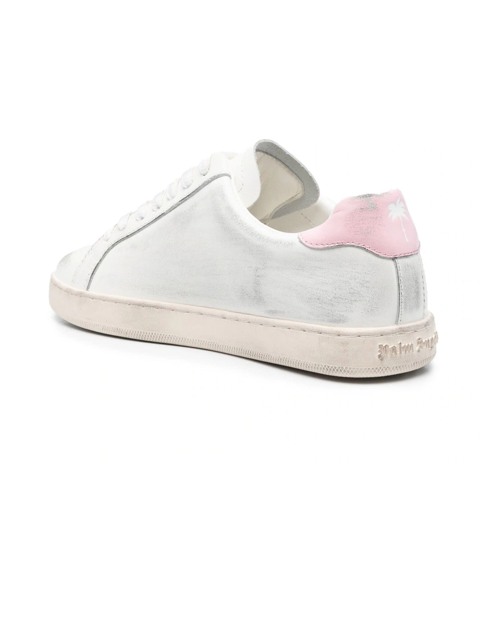 Shop Palm Angels White Calfskin Sneakers