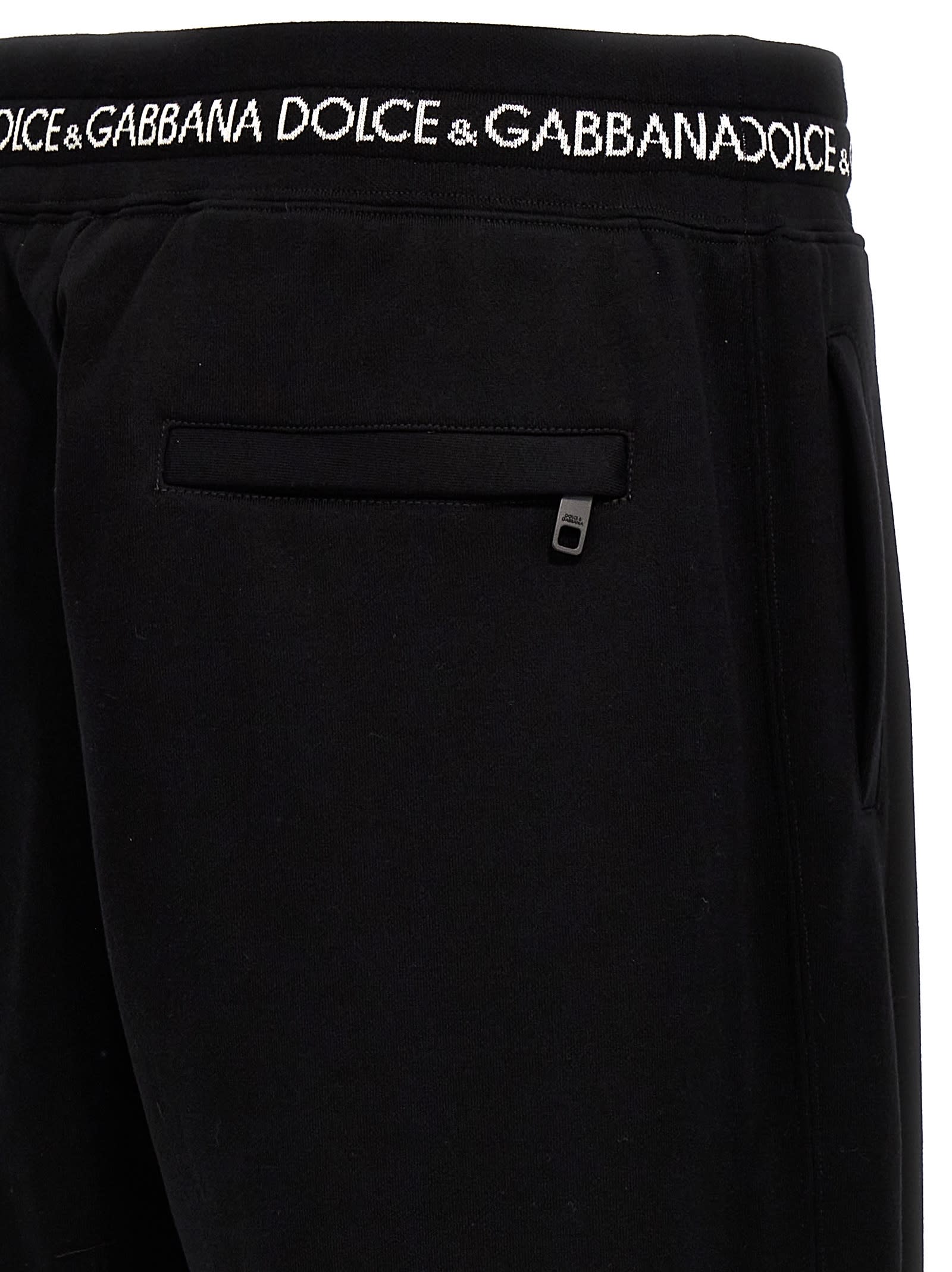 Dolce & Gabbana Logo-waistband Drawstring Track Pants In Black