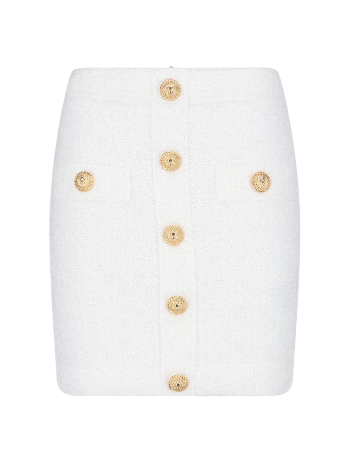 Shop Balmain Buttons Miniskirt In White