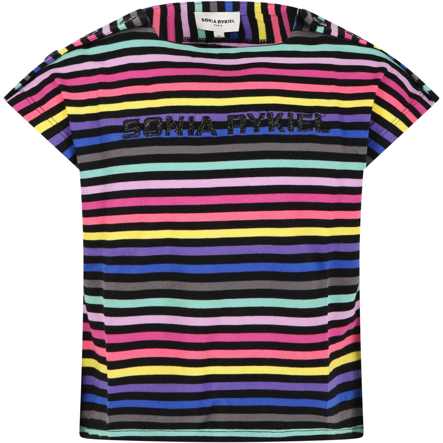 Rykiel Enfant Kids' Multicolor T-shirt For Girl With Embroided Logo