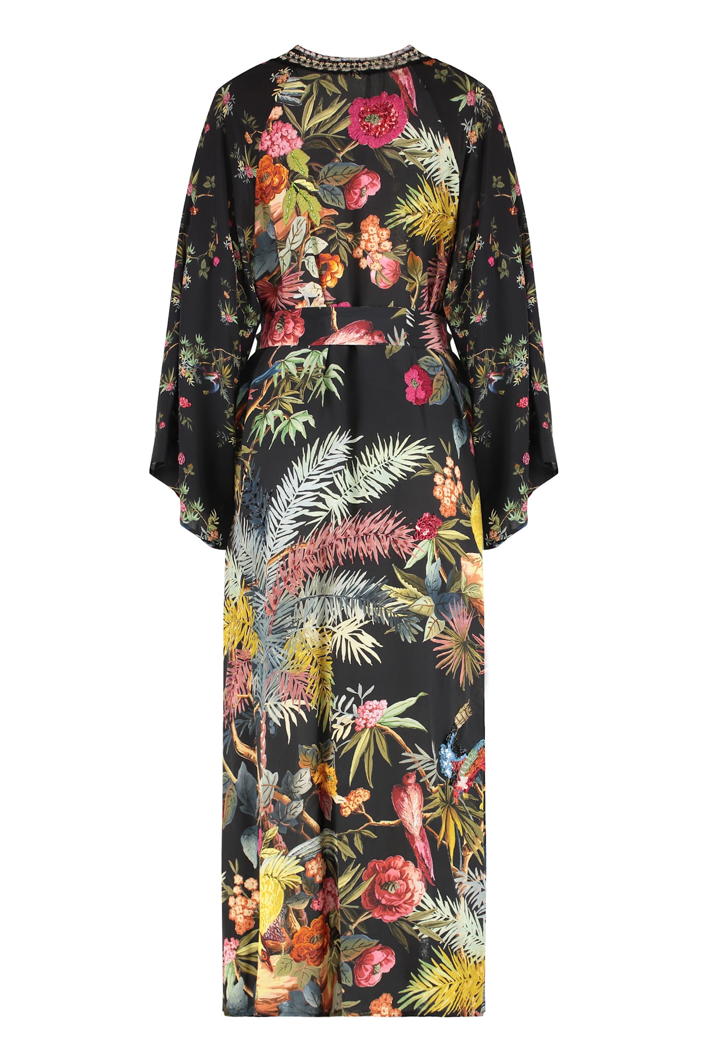 Anjuna Maxi Printed Silk Cardigan In Black