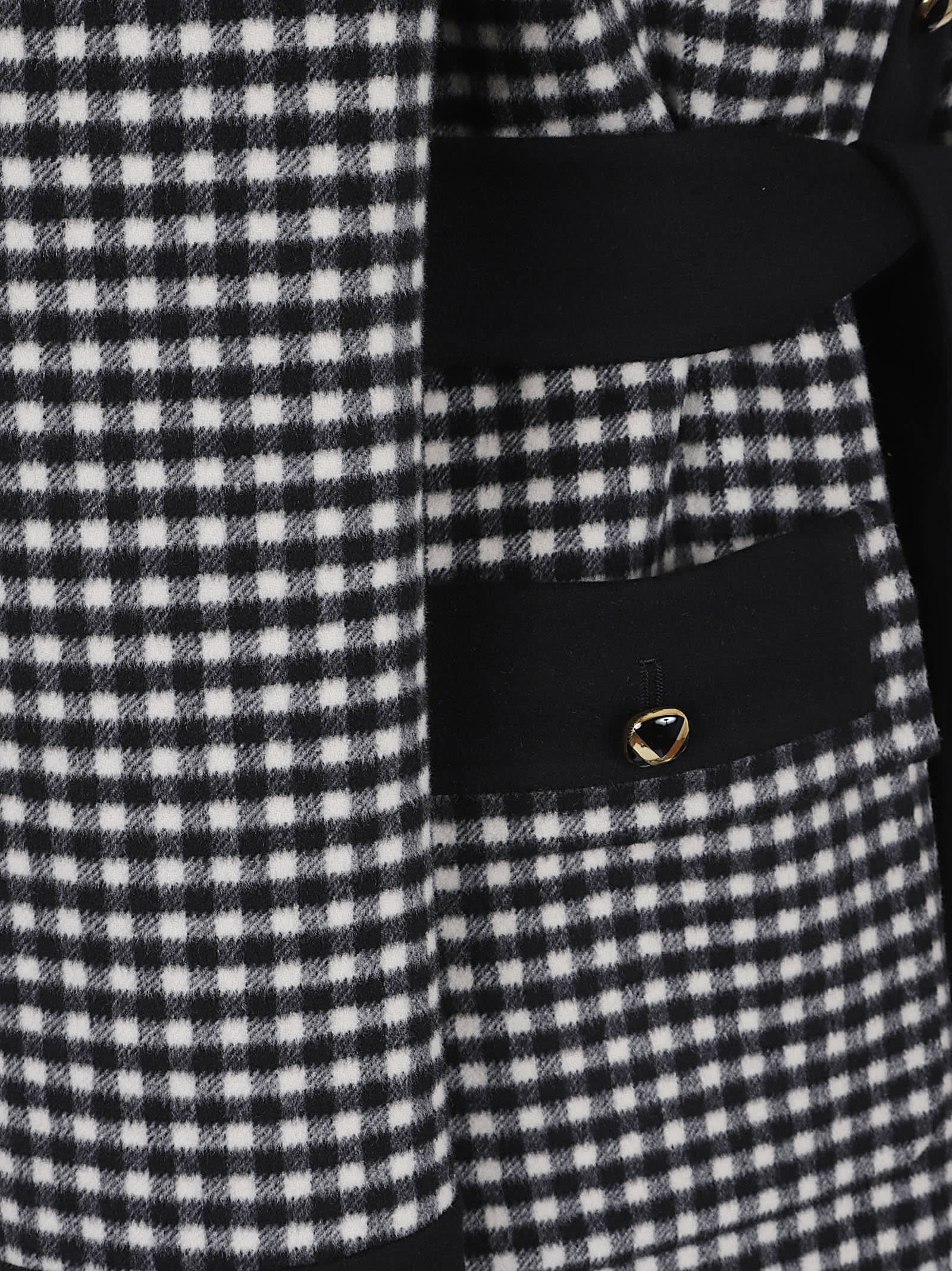 Valentino Womens Avorio Nero Gingham-pattern Wool And Cashmere-blend Coat In Multi