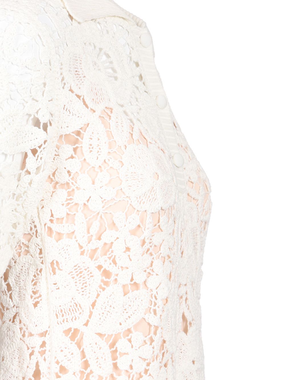 P.a.r.o.s.h Guipure Lace Mini Shirt Dress In White