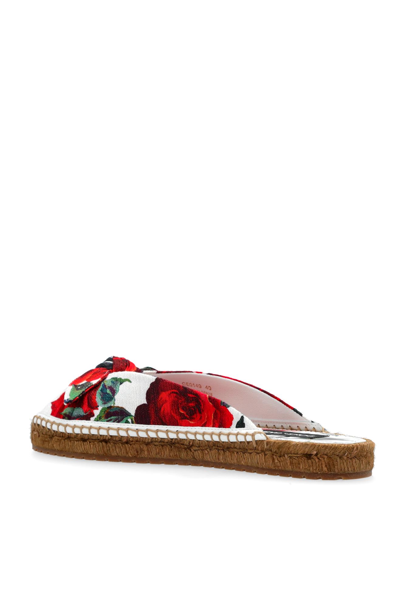 Dolce & Gabbana Floral Espadrille Slides In White