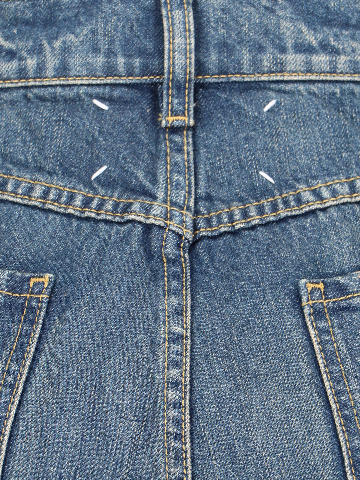 Maison Margiela High-waisted Wide-leg Jeans With Horizontal Cut-out Details In Blue