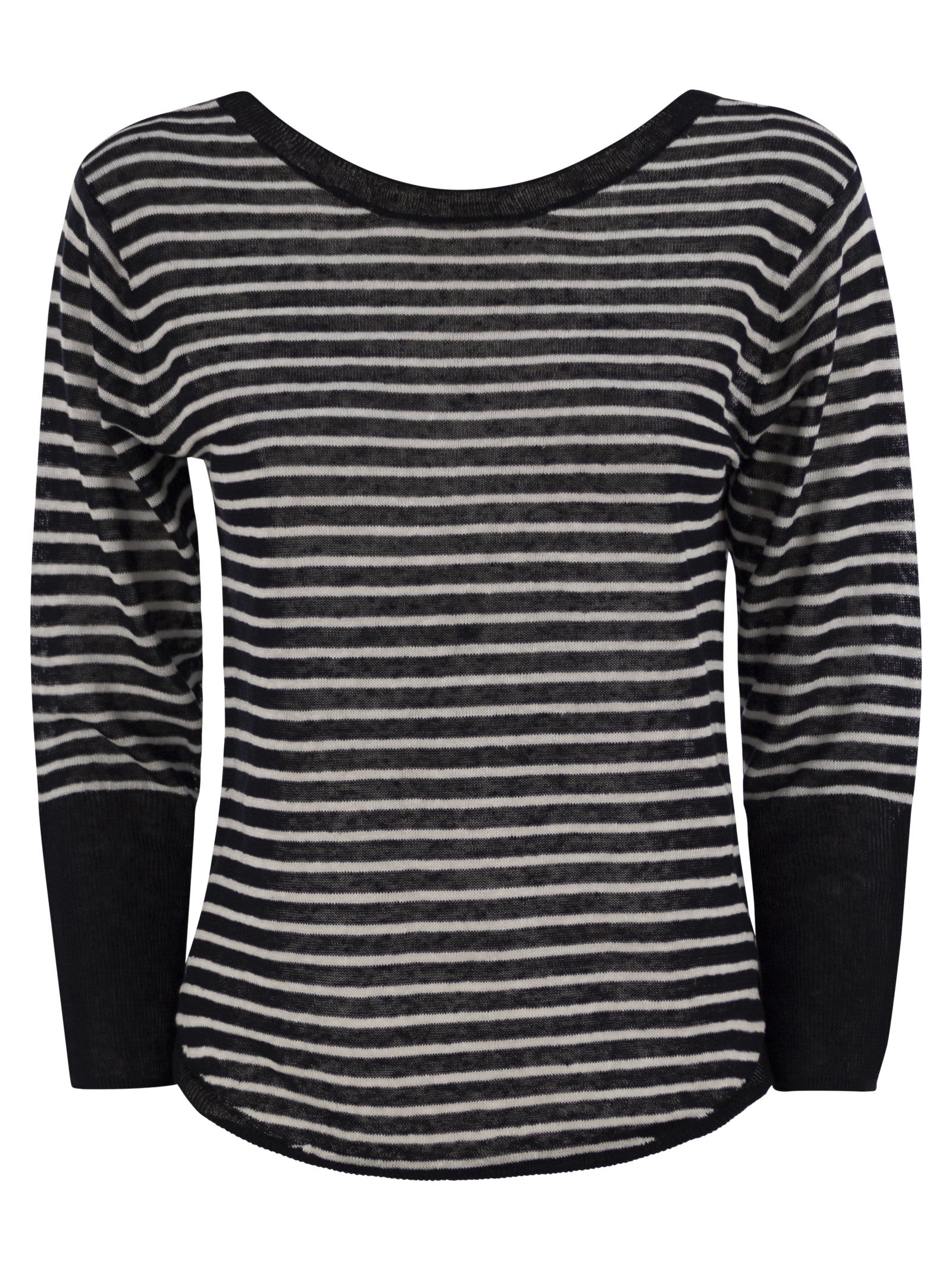 Striped Linen Boat Neck T-shirt