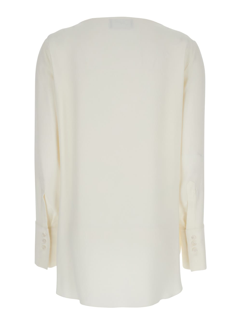 The Seafarer Poppy White Crewneck Shirt With Rounded Hem And Vent On The Front In Viscose Blend Woman In White