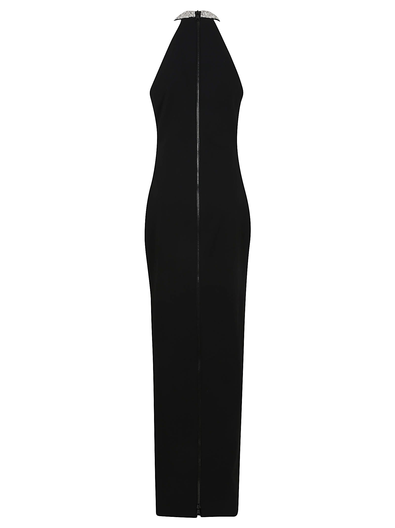 Balmain Faux Pearl-embellished Halterneck Velvet Gown In Eaw Noir Cristal