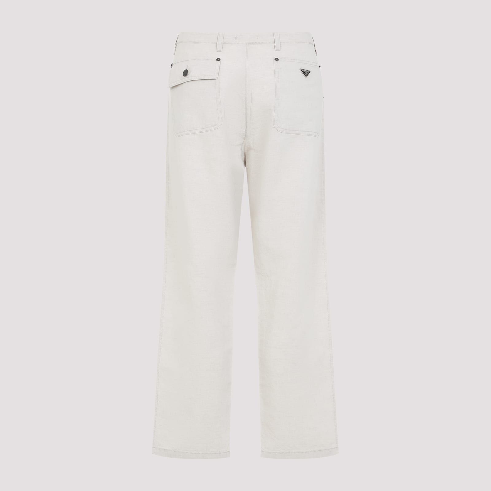 Prada Wide-leg Cotton Trousers In Abr Natural