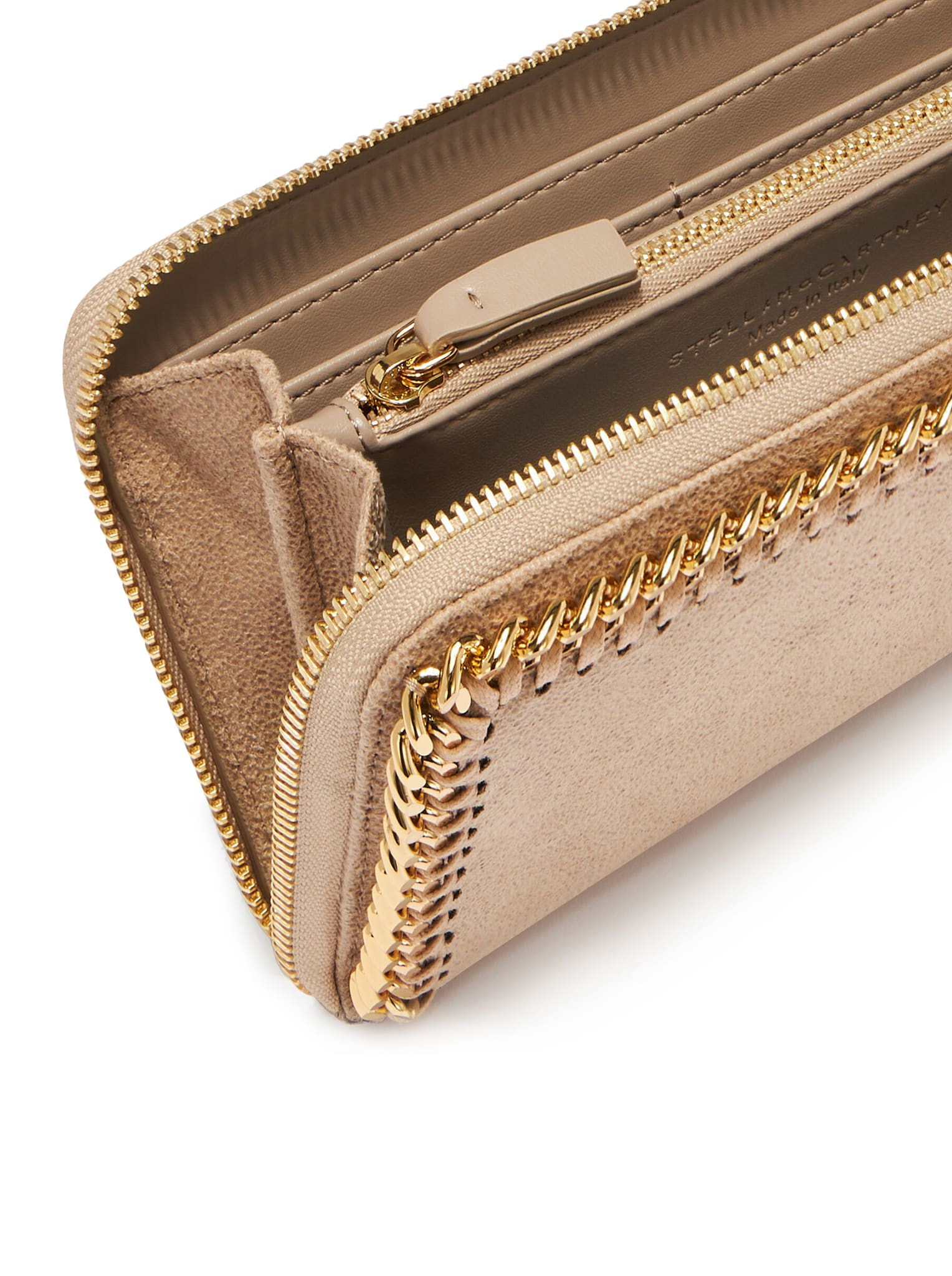 Shop Stella Mccartney Falabella Zipped Continental Wallet In Butter Cream