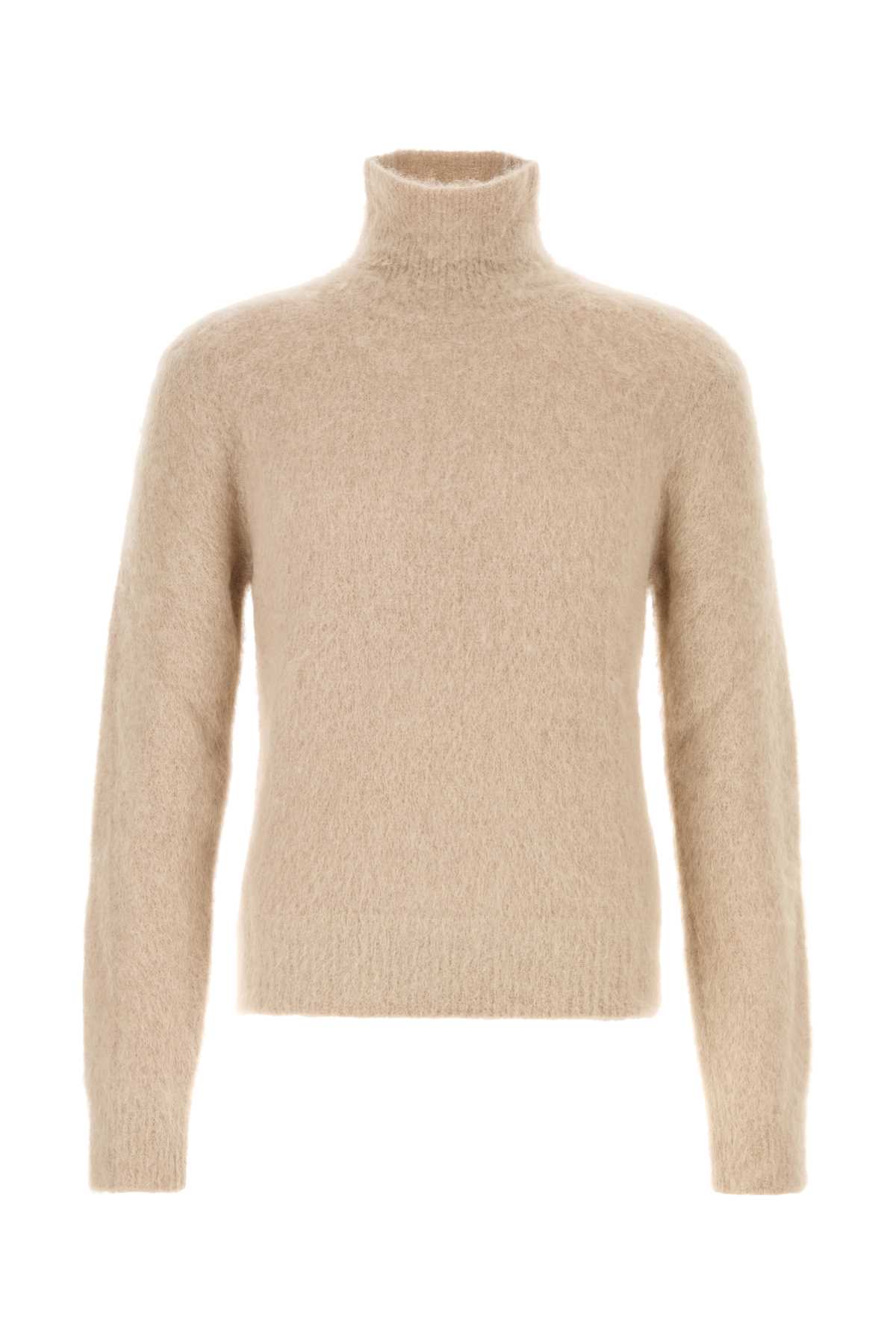 Shop Ami Alexandre Mattiussi Cappuccino Stretch Mohair Blend Sweater In Beige