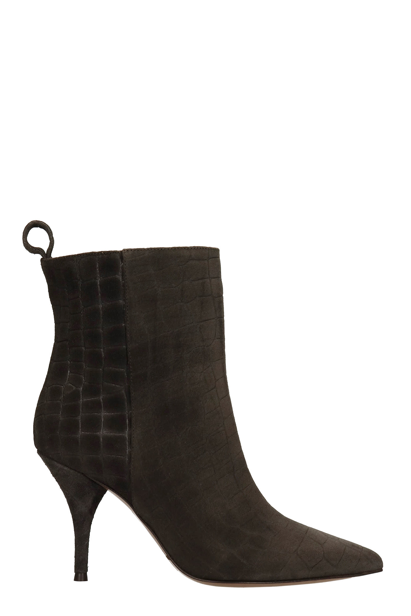 LAutre Chose High Heels Ankle Boots In Grey Suede