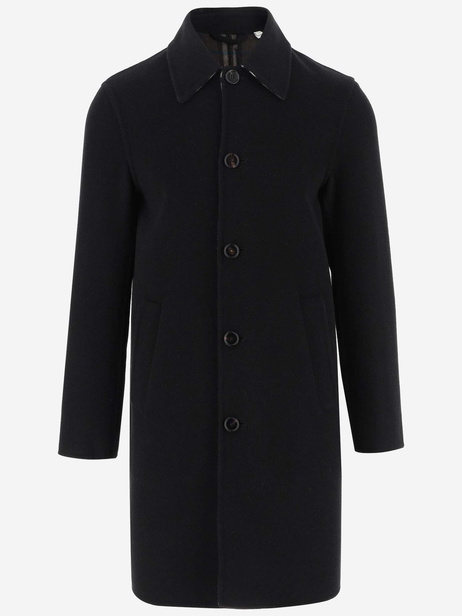 Shop Burberry Wool Coat In Black