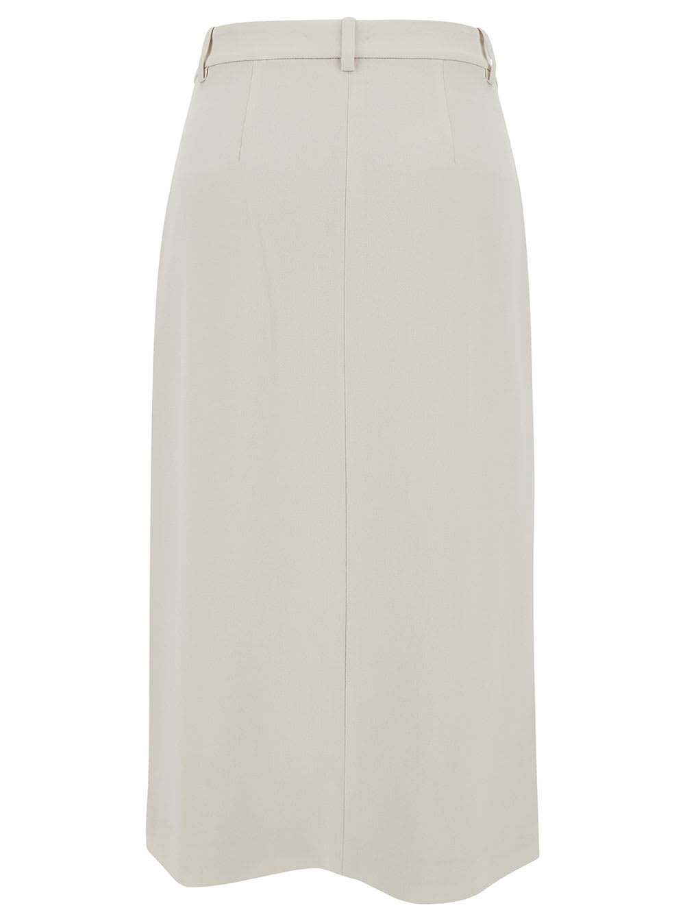 Shop Theory Midi White Straight Skirt With Front Split In Triacetate Blend Woman