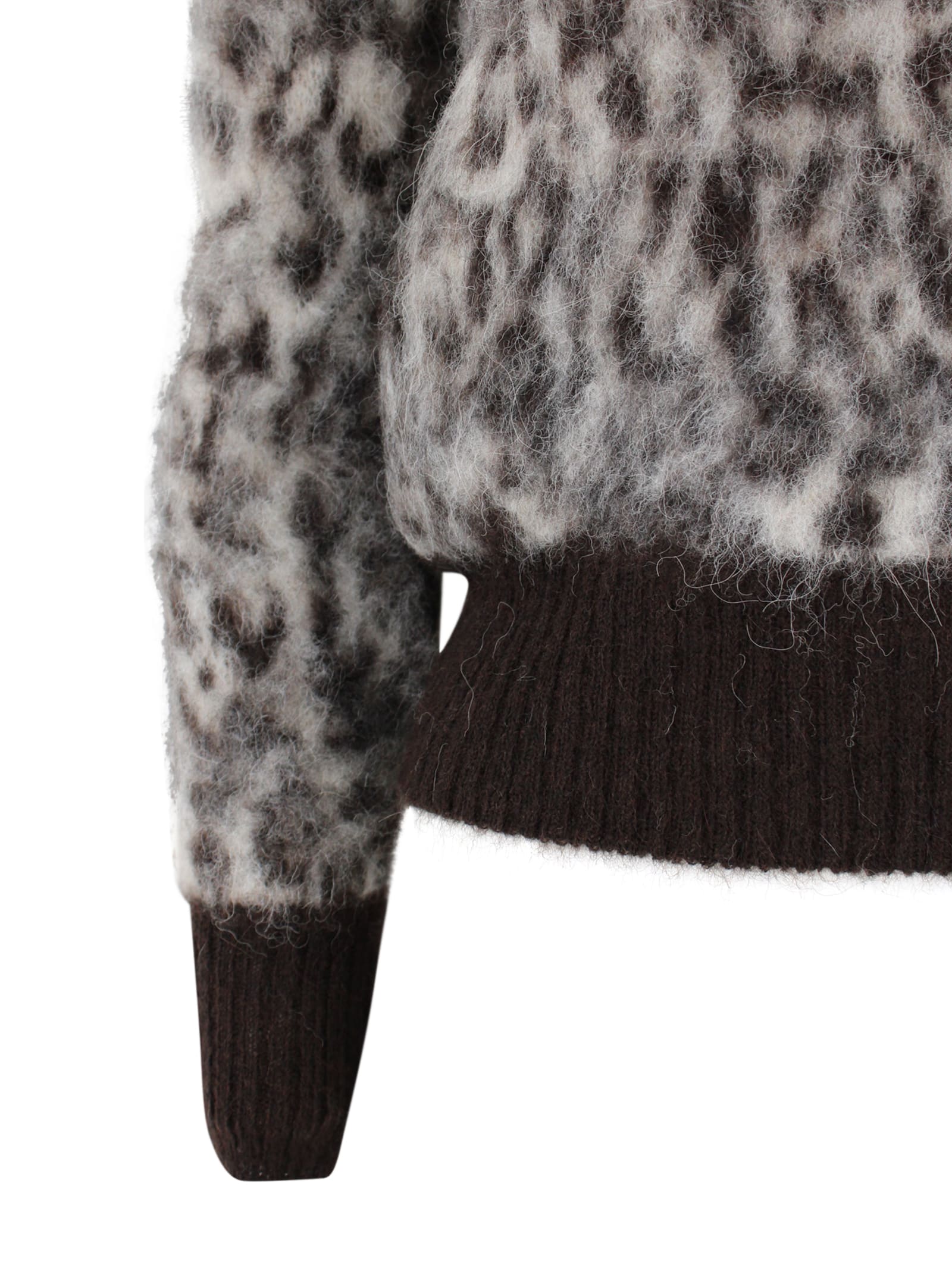 D Exterior Animal Print Sweater In Multi