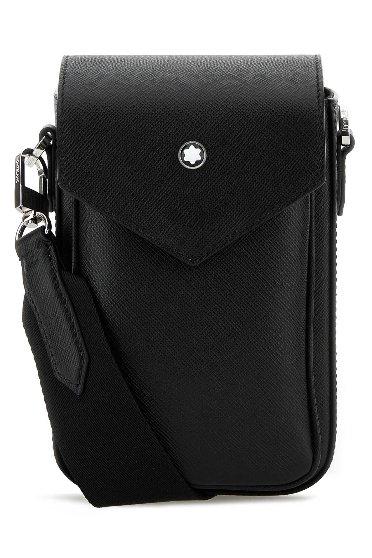 Shop Montblanc Black Leather Messenger Crossbody Bag In 000