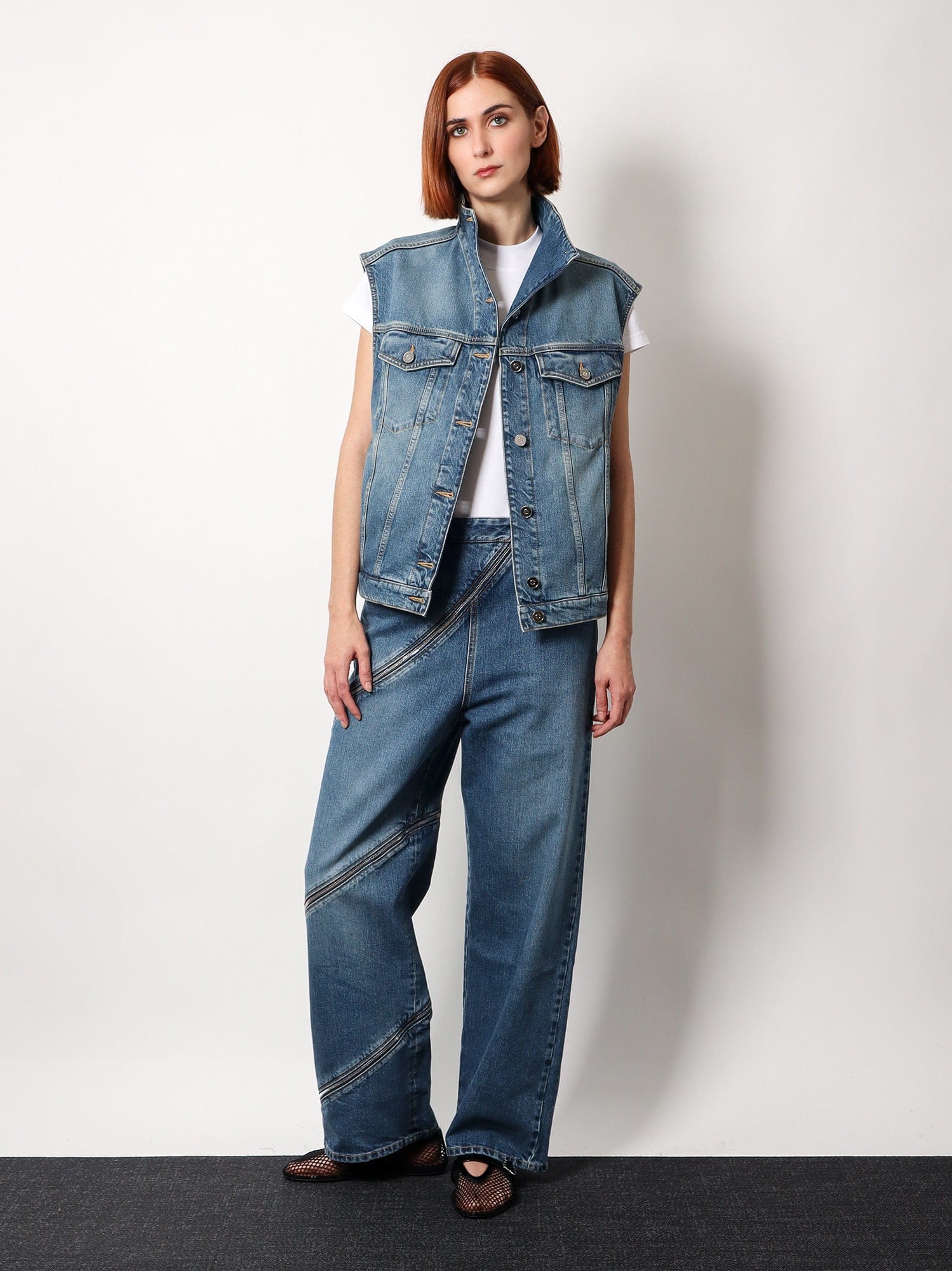 Alaïa Spiral Stone Washed Jeans In Blue