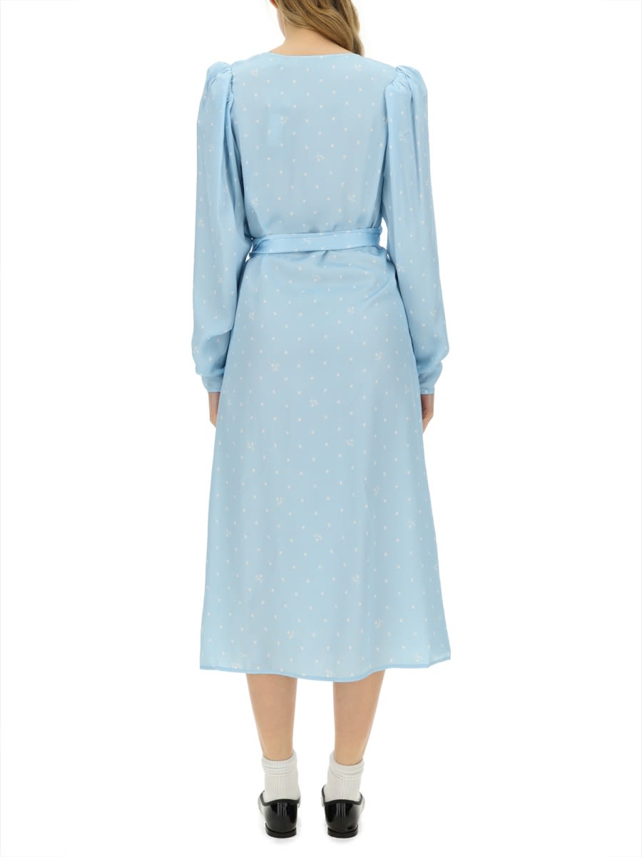 Shop Rotate Birger Christensen Dress With Bow In Blue