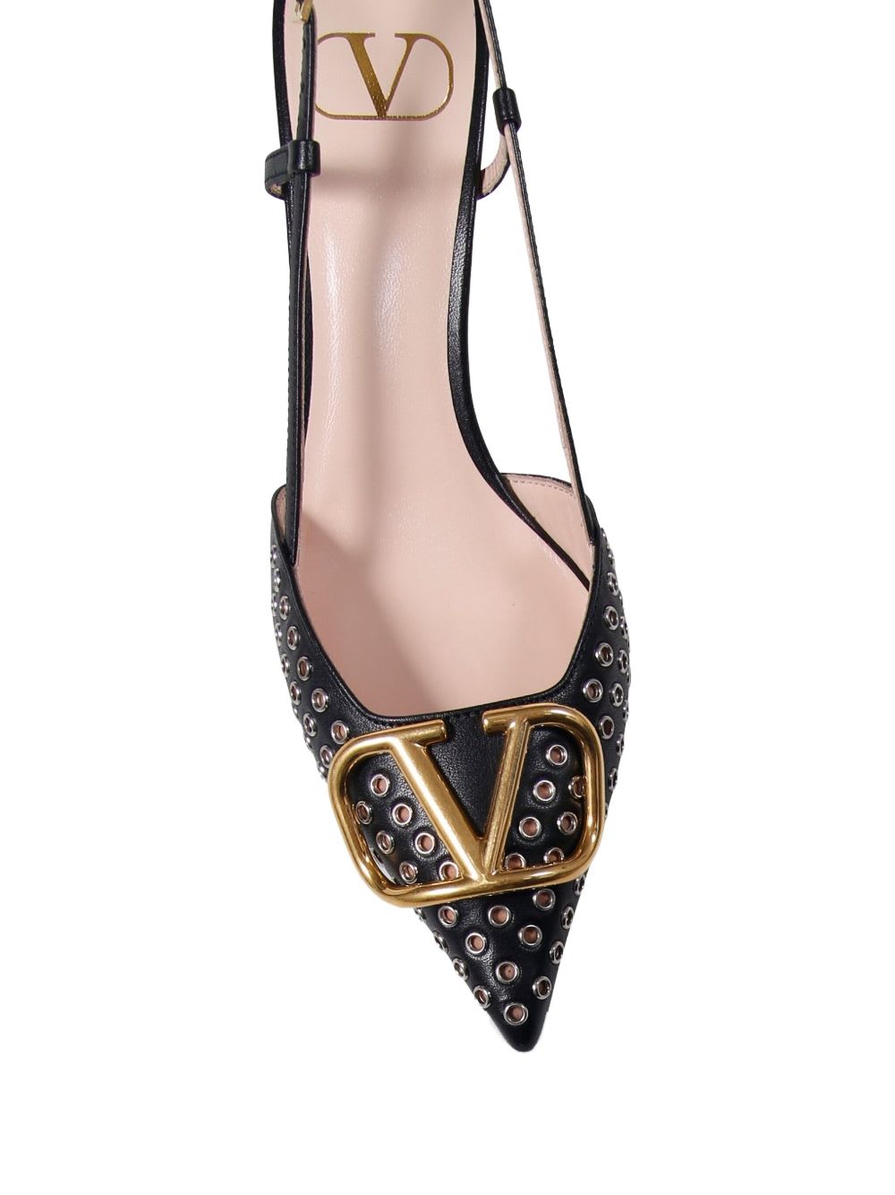 Valentino Pointed Toe Slingback Pumps Featuring Studs In Black