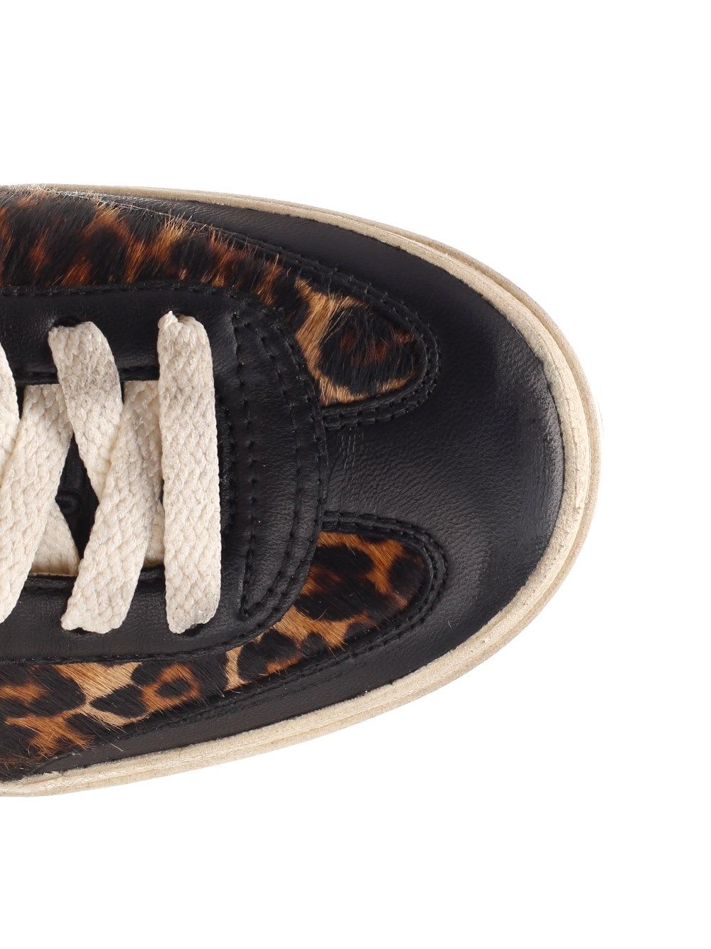 Golden Goose Soul Star Sneakers In Leopard-print Pony Skin With Black Nappa Leather Heel Tab And Inserts In Multi