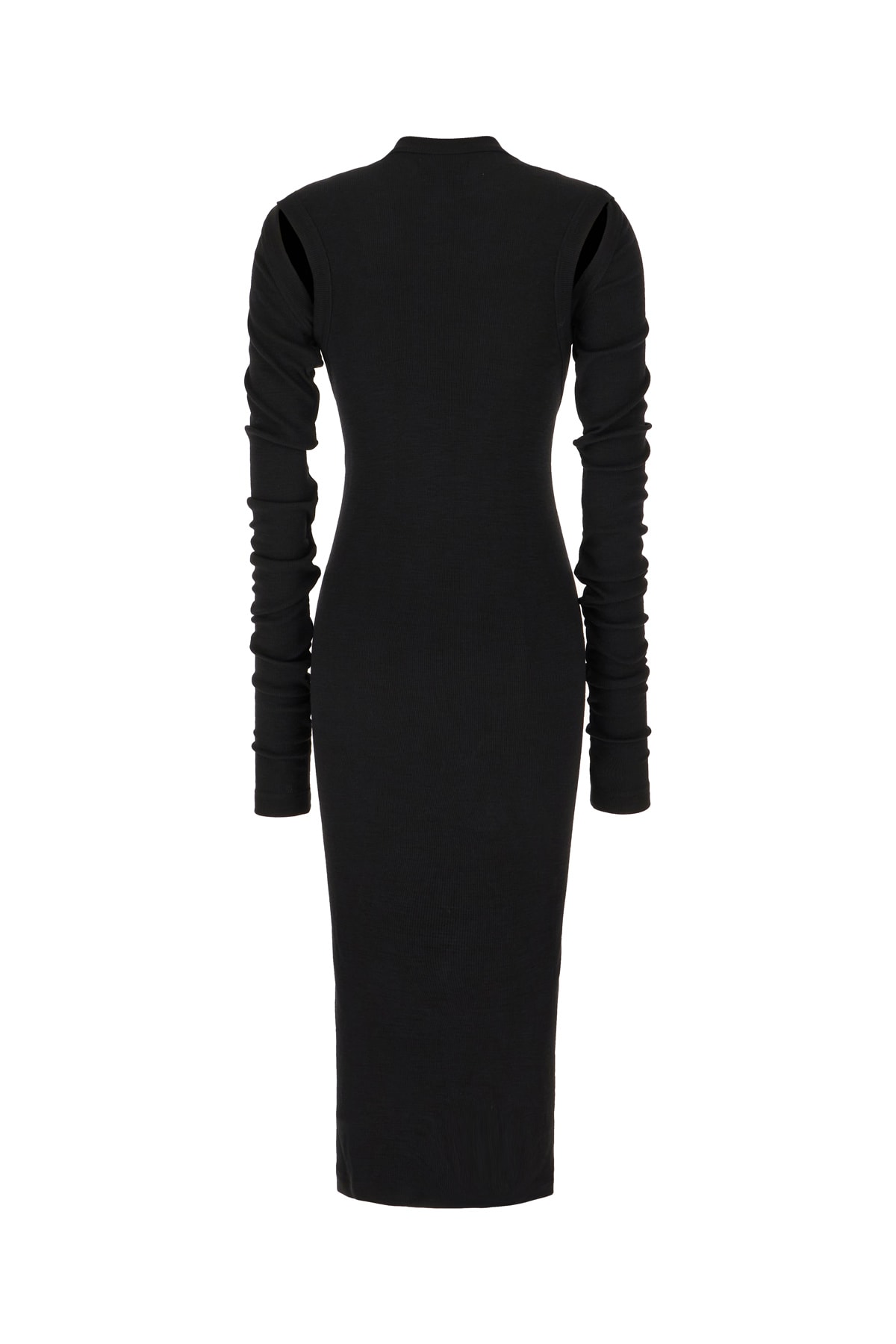 Shop Quira Black Stretch Wool Dress In Q0009