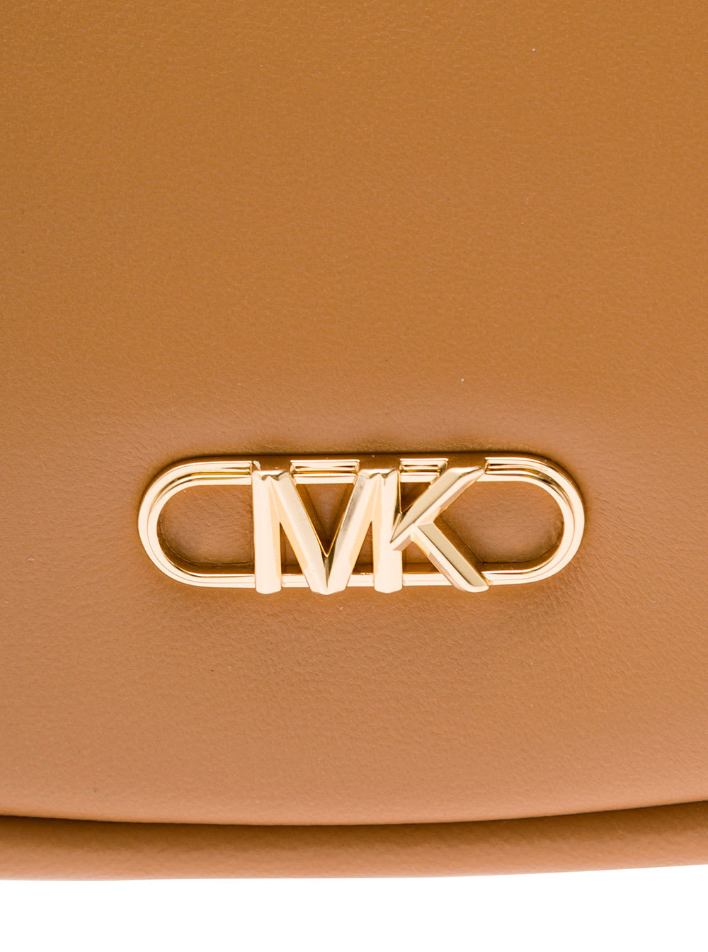 Shop Michael Michael Kors Kendall Beige Shoulder Bag With Metallic Logo In Leather Woman