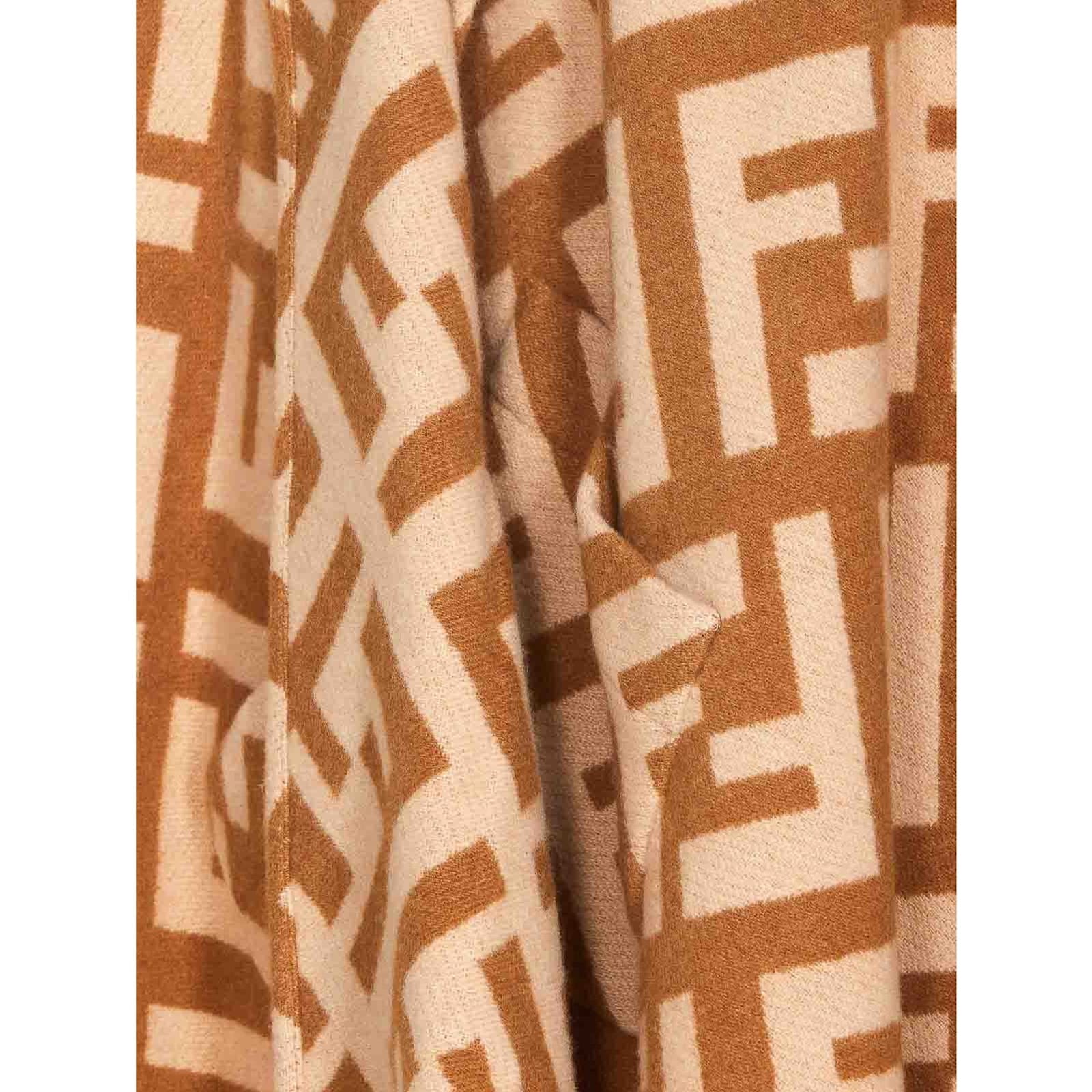 Shop Fendi Ff Jacquard Cashmere Poncho In Brown