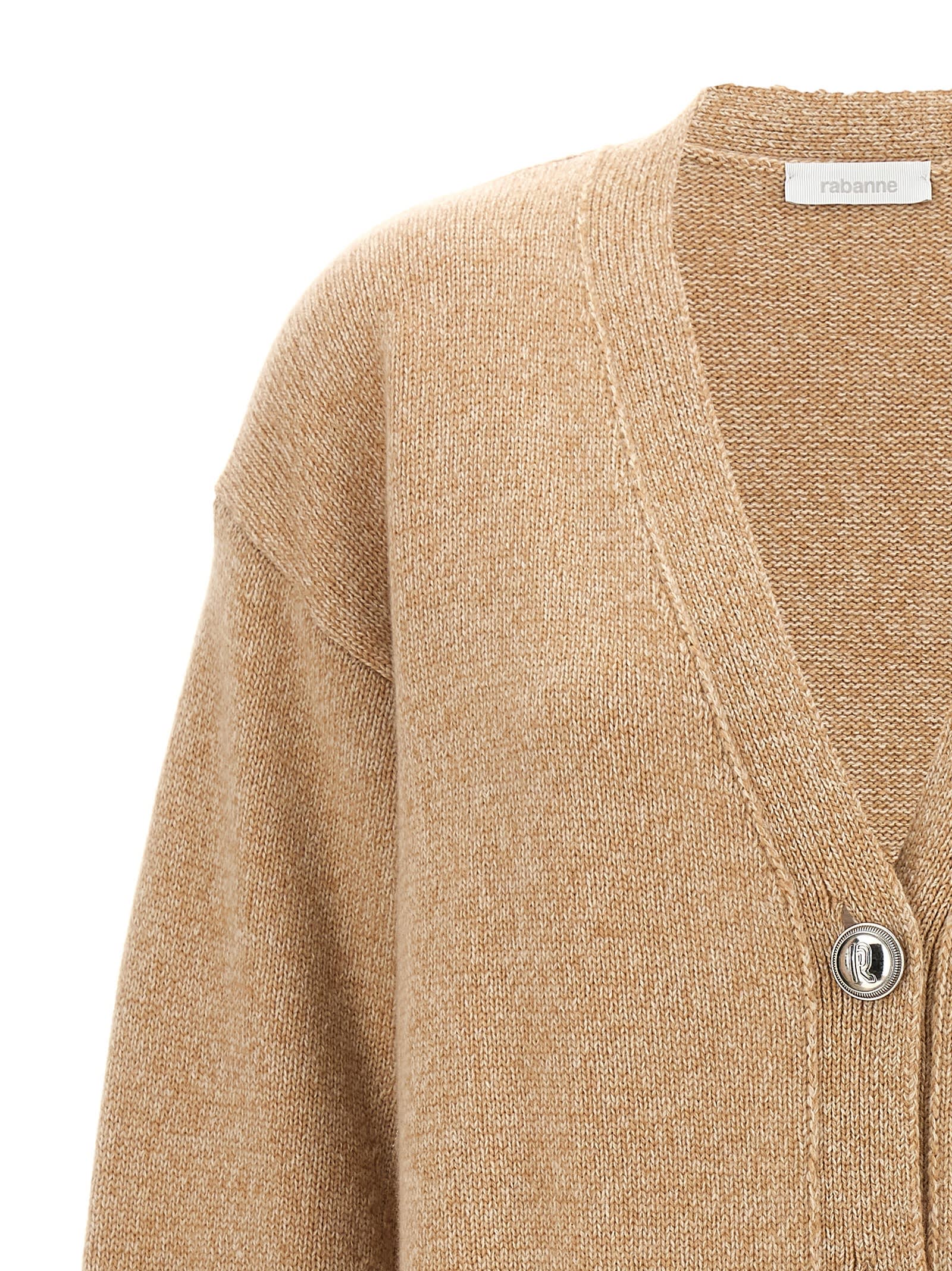 Shop Rabanne Logo Button Cardigan In Cammello