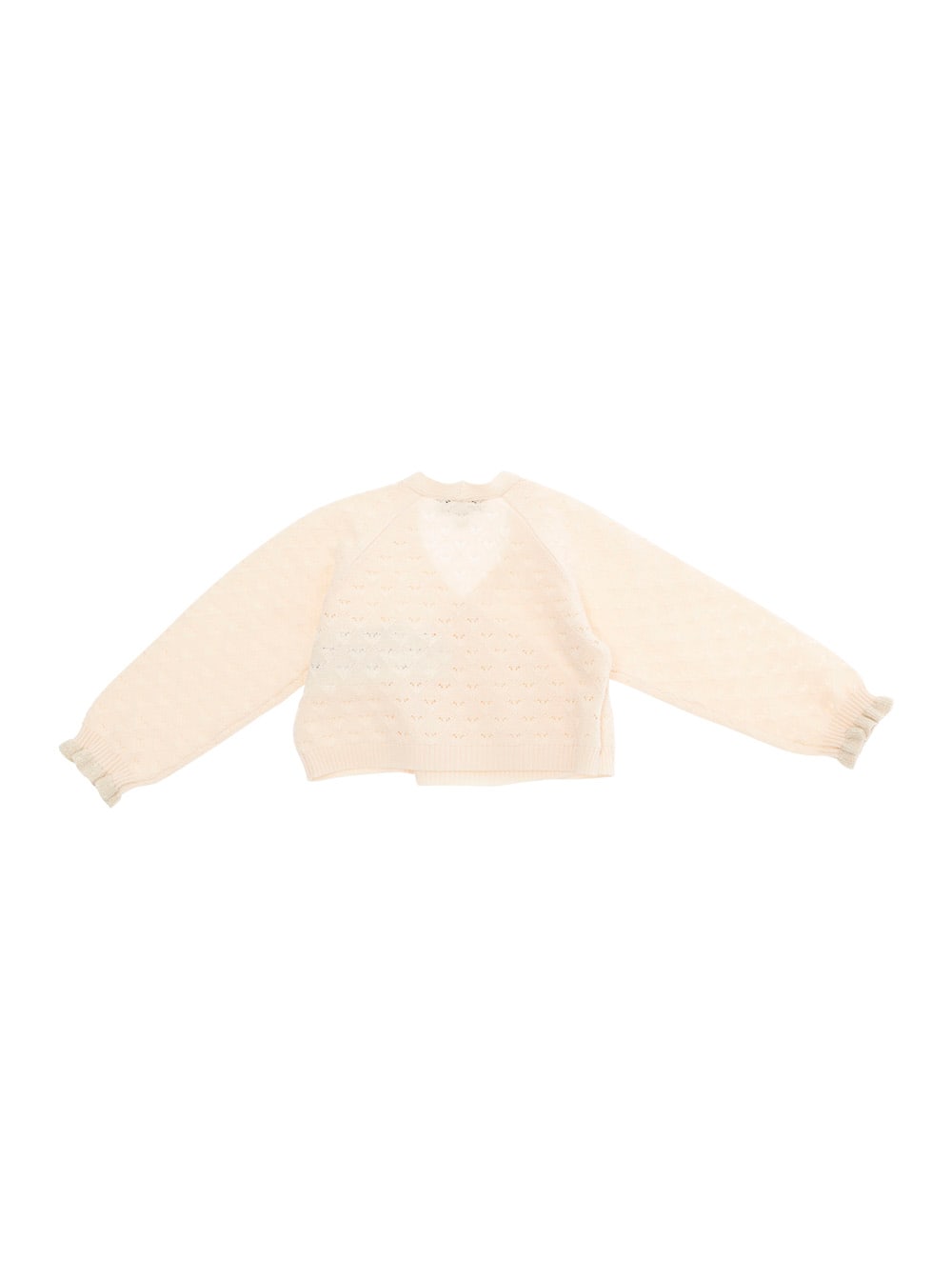 Emporio Armani Beige Sweatshirt With V Neck And Elastic Cuffs In Cotton Baby In Beige