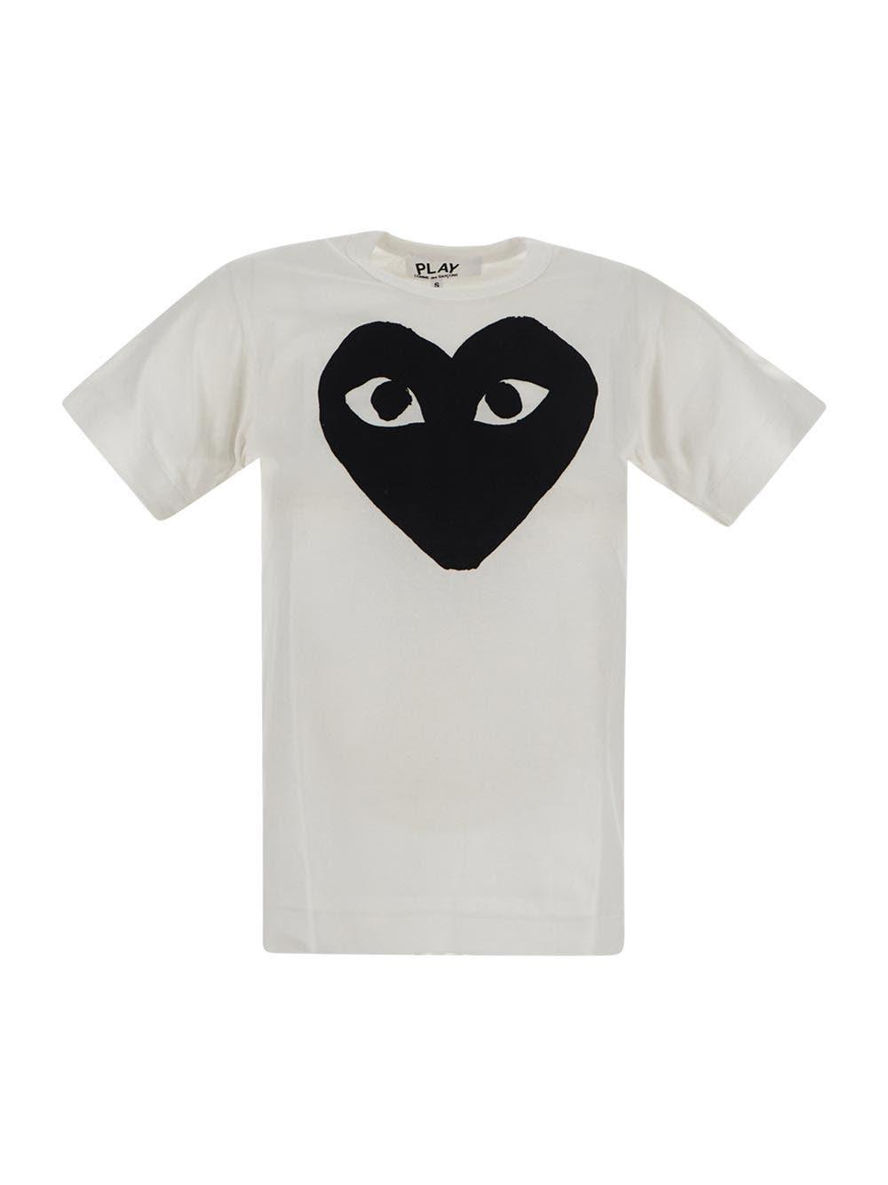 Comme Des Garçons Heart Print Shirt In White