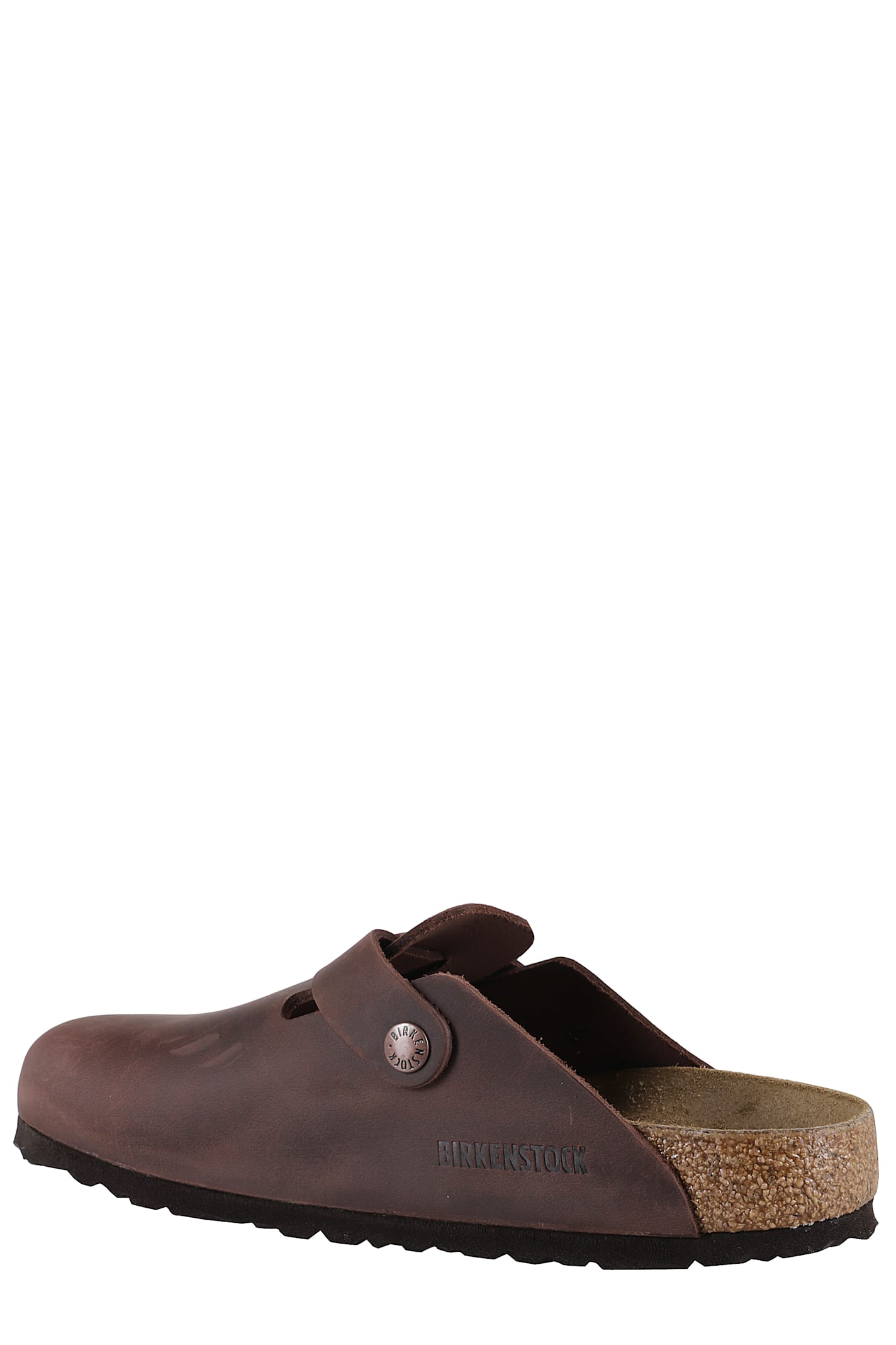 Birkenstock Leather Boston Slippers Buckle Detail In Habana