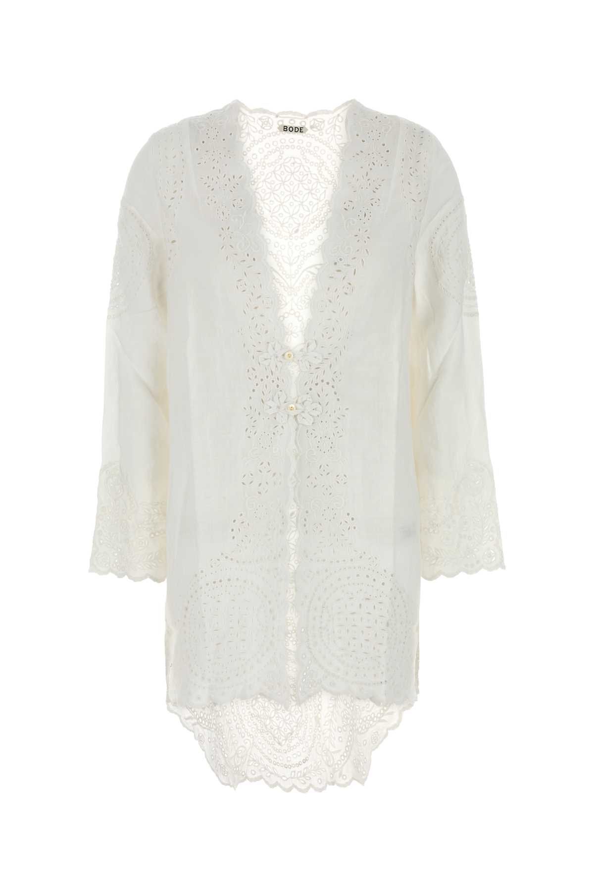 Bode White Linen Belvoir Blouse In White