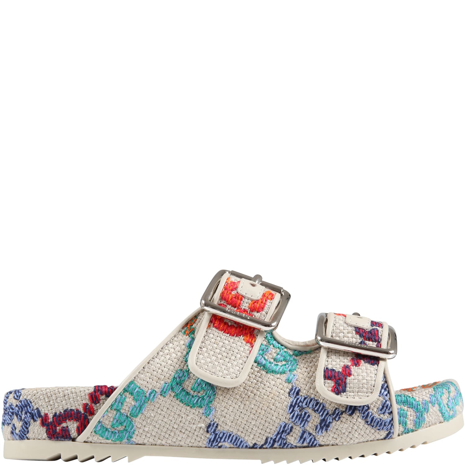 Gucci Beige Sandals For Kids With Iconic Gg