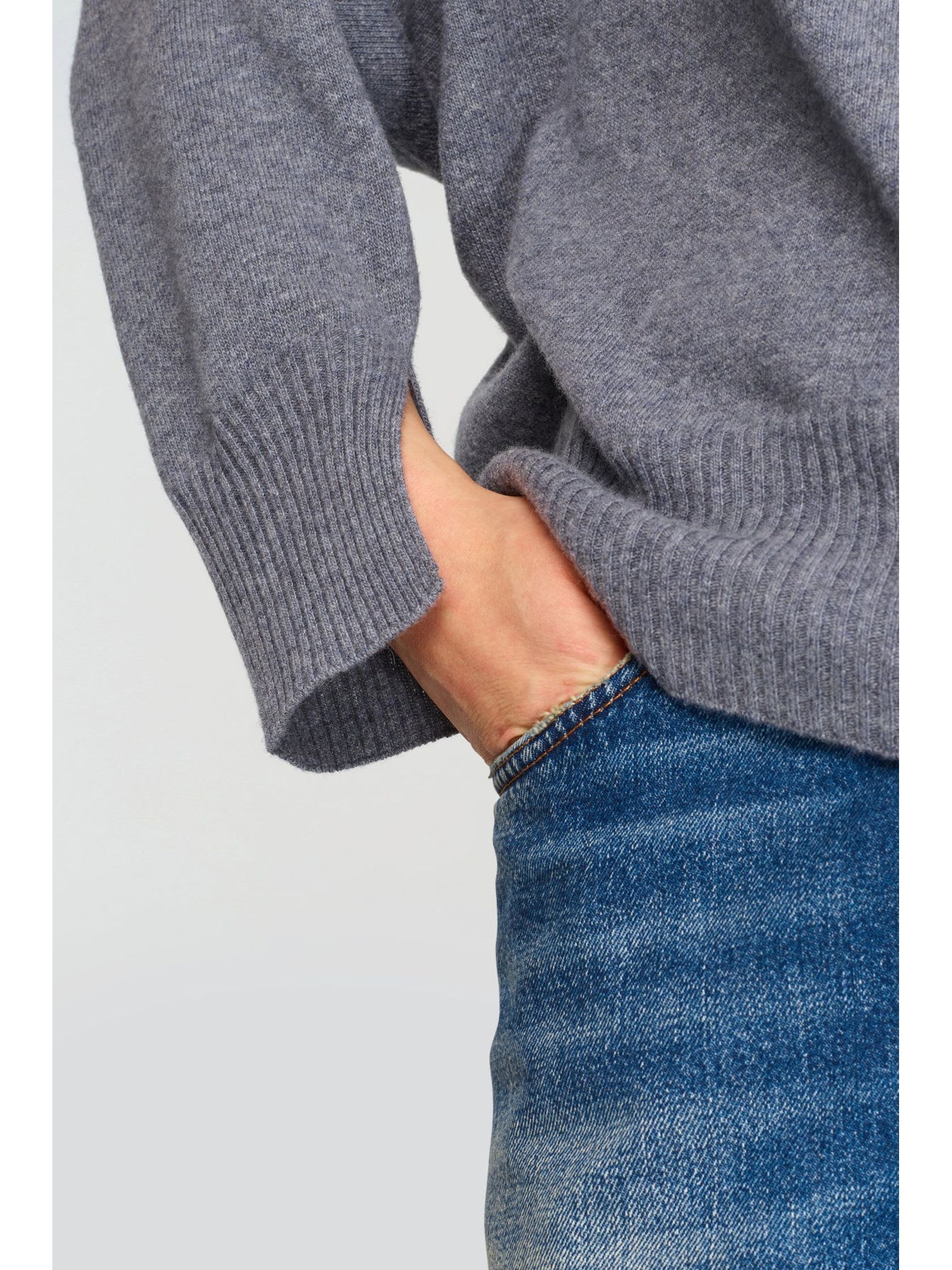 Shop Semicouture Cashmere Blend Crew Neck Sweater In Grey