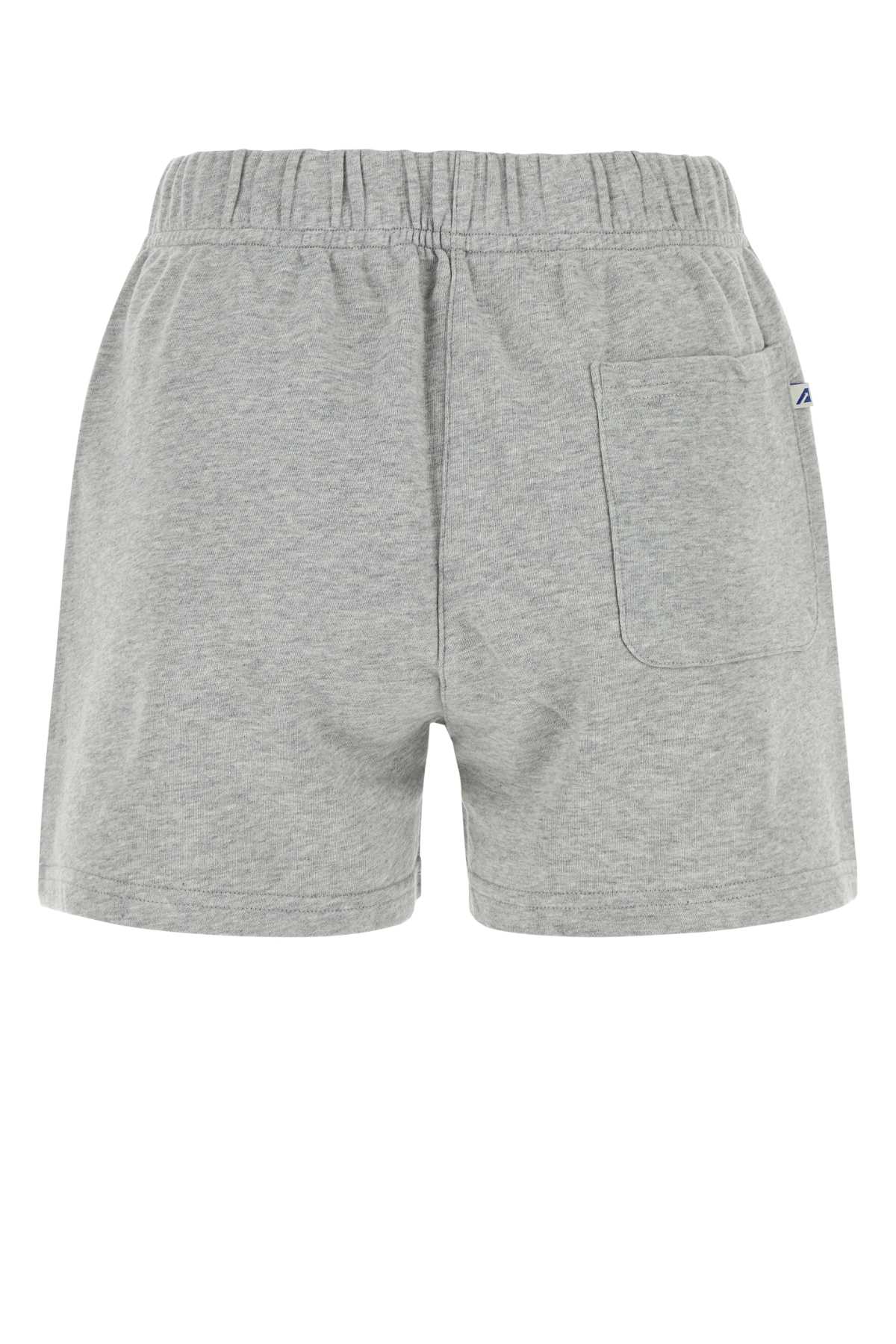 Shop Autry Melange Grey Cotton Shorts In 513m