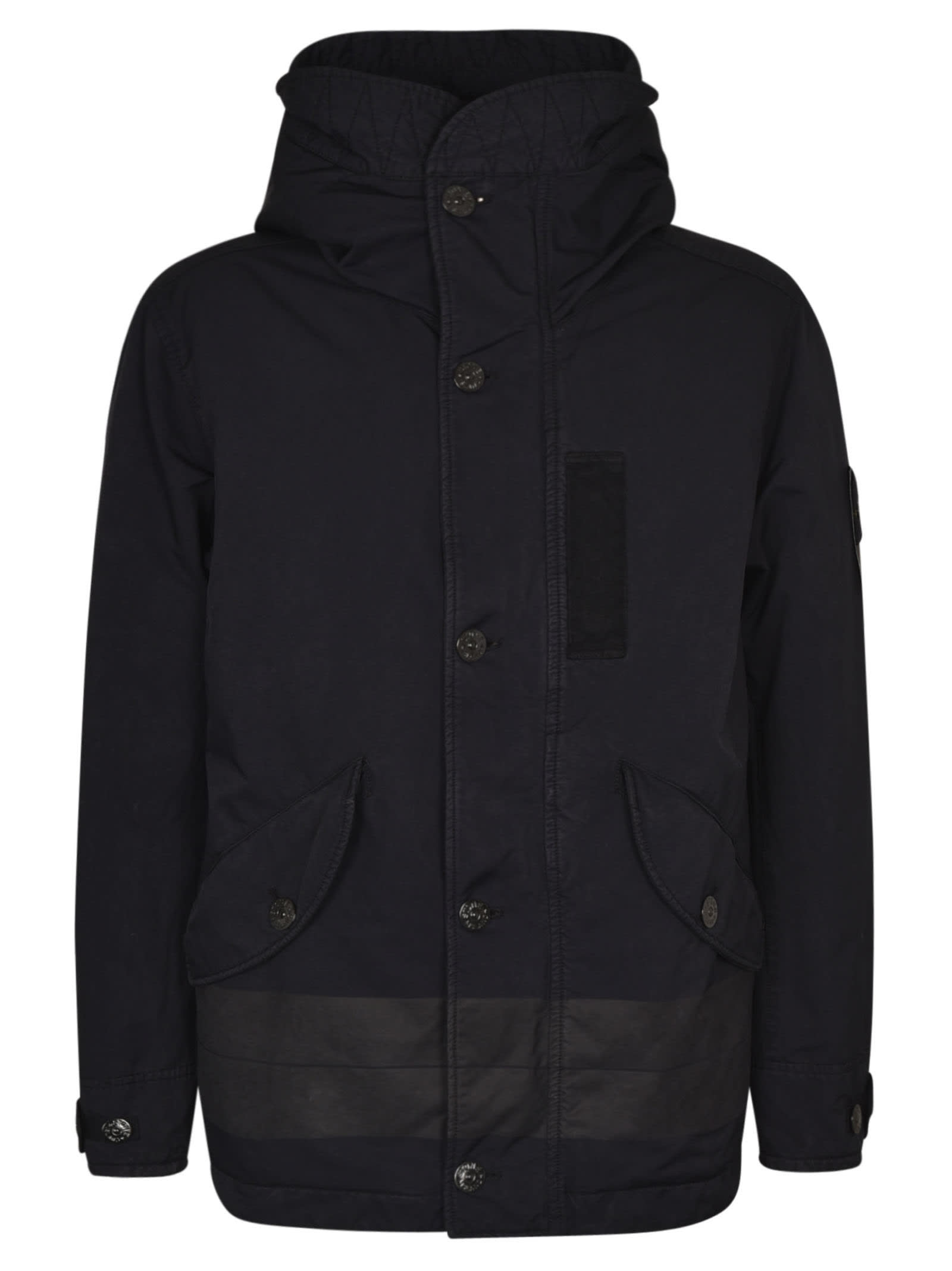 Stone Island Flap Pocket Buttoned Jacket In Blue | ModeSens