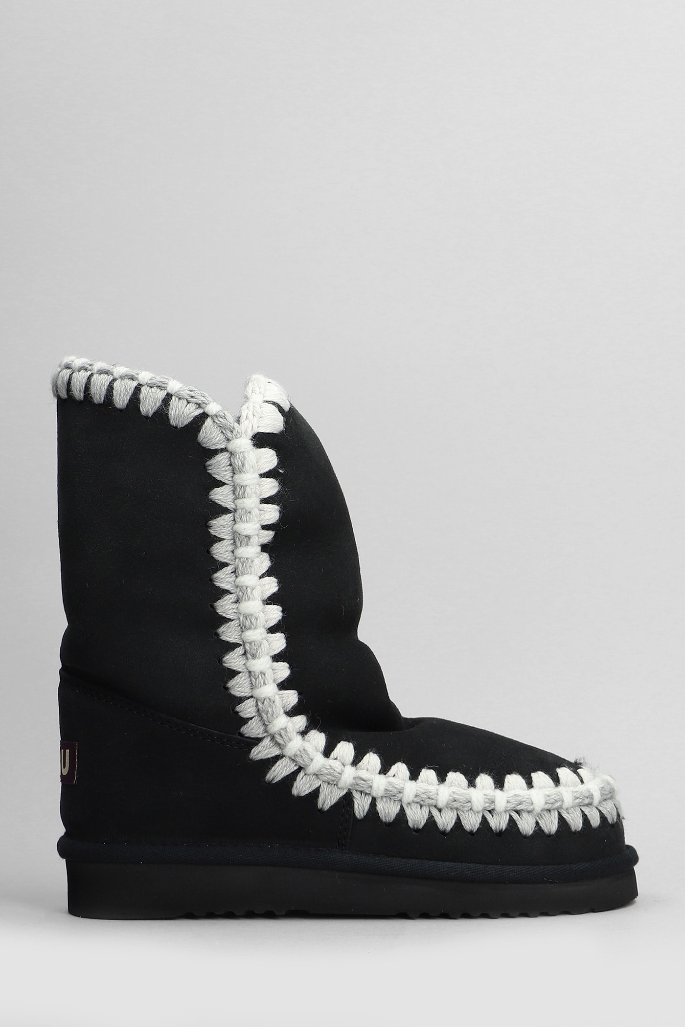 Eskimo Low Heels Ankle Boots In Black Suede