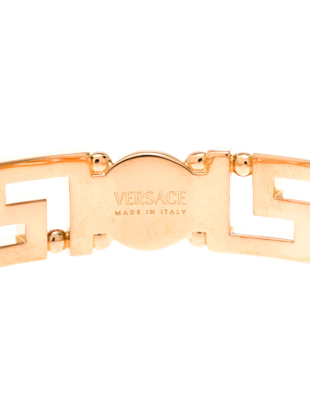 Shop Versace Squared Greca Rigid Gold Colored Metal Bracelet  Woman In Metallic