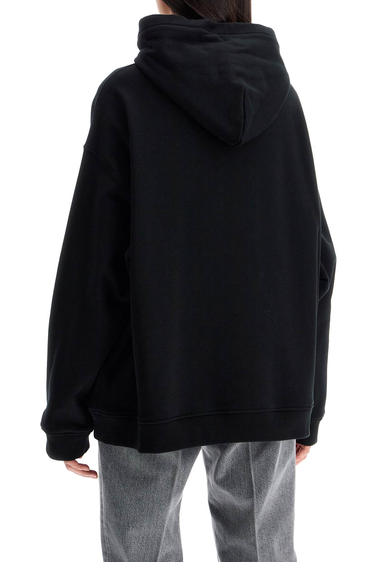 Shop Versace Hooded Sweatshirt With Med In Black+gold (black)