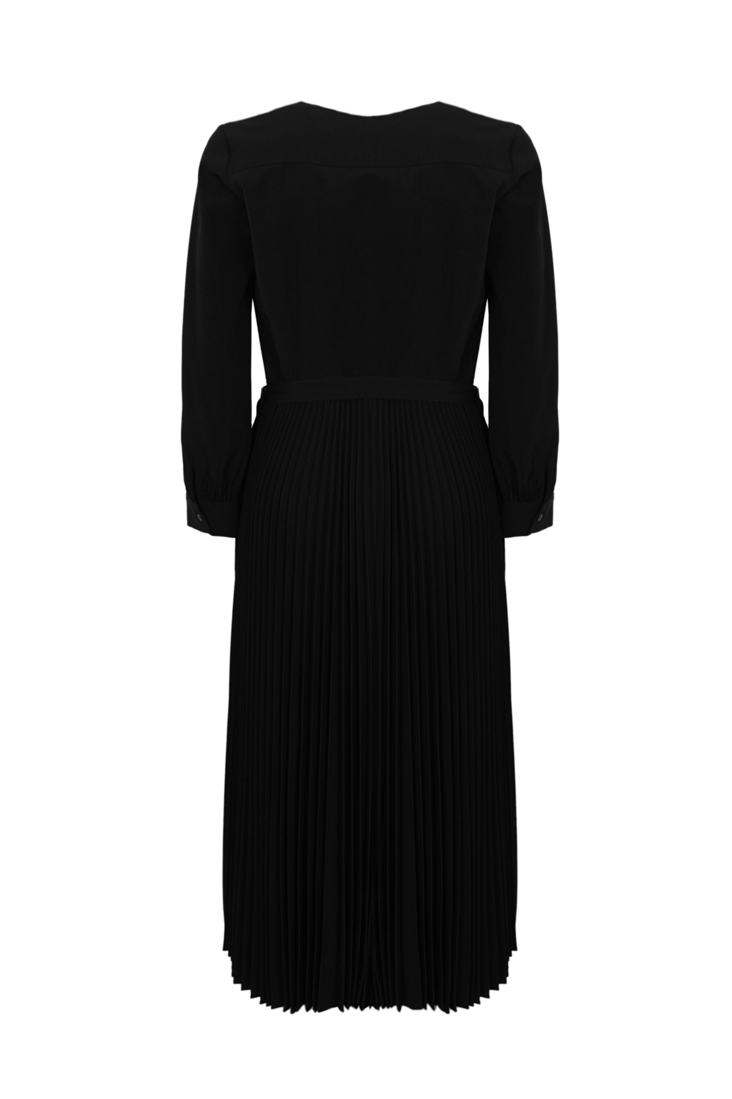 Twinset Crepe Midi Dress With Pleated Skirt